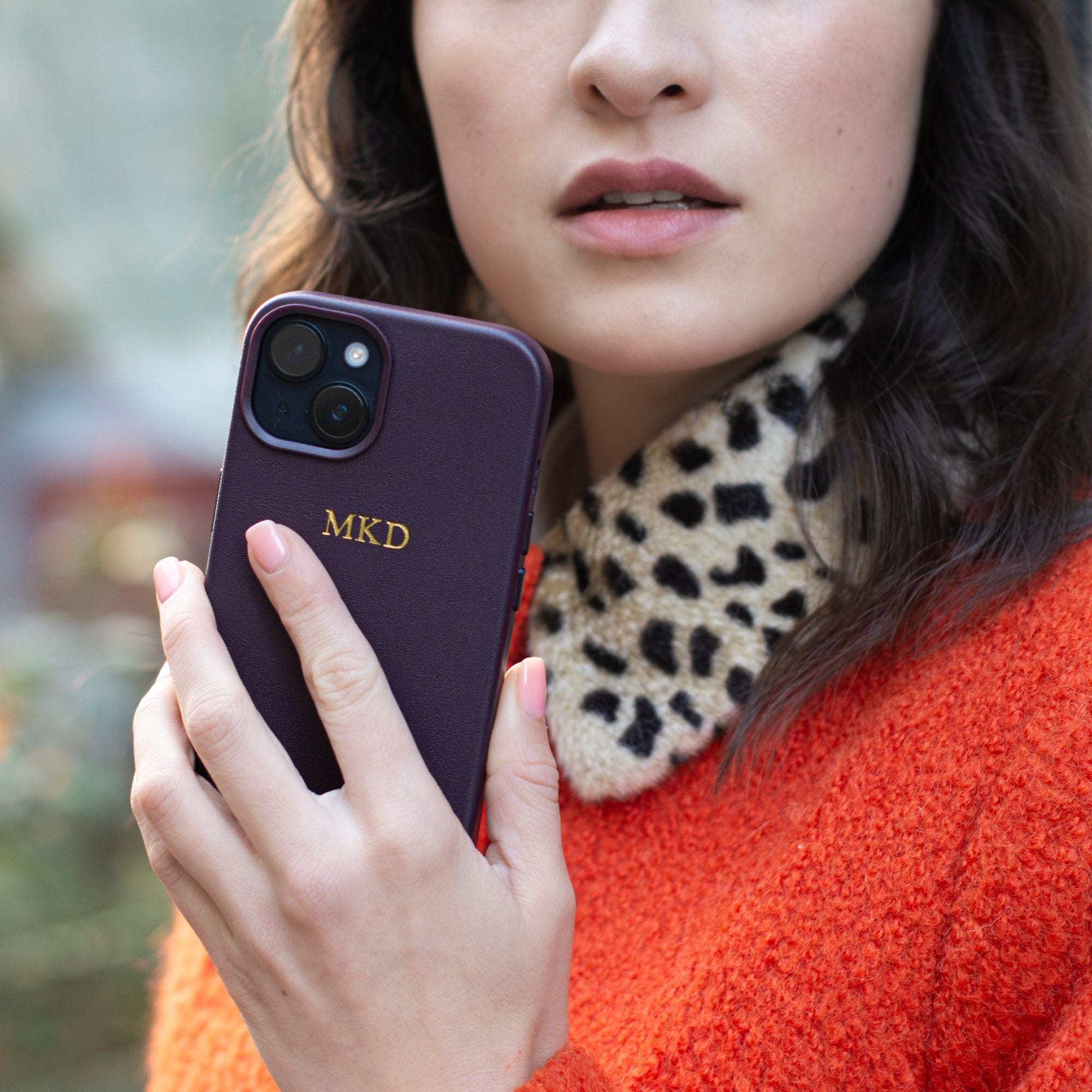 Purple MagSafe Grain Texture Personalized Case