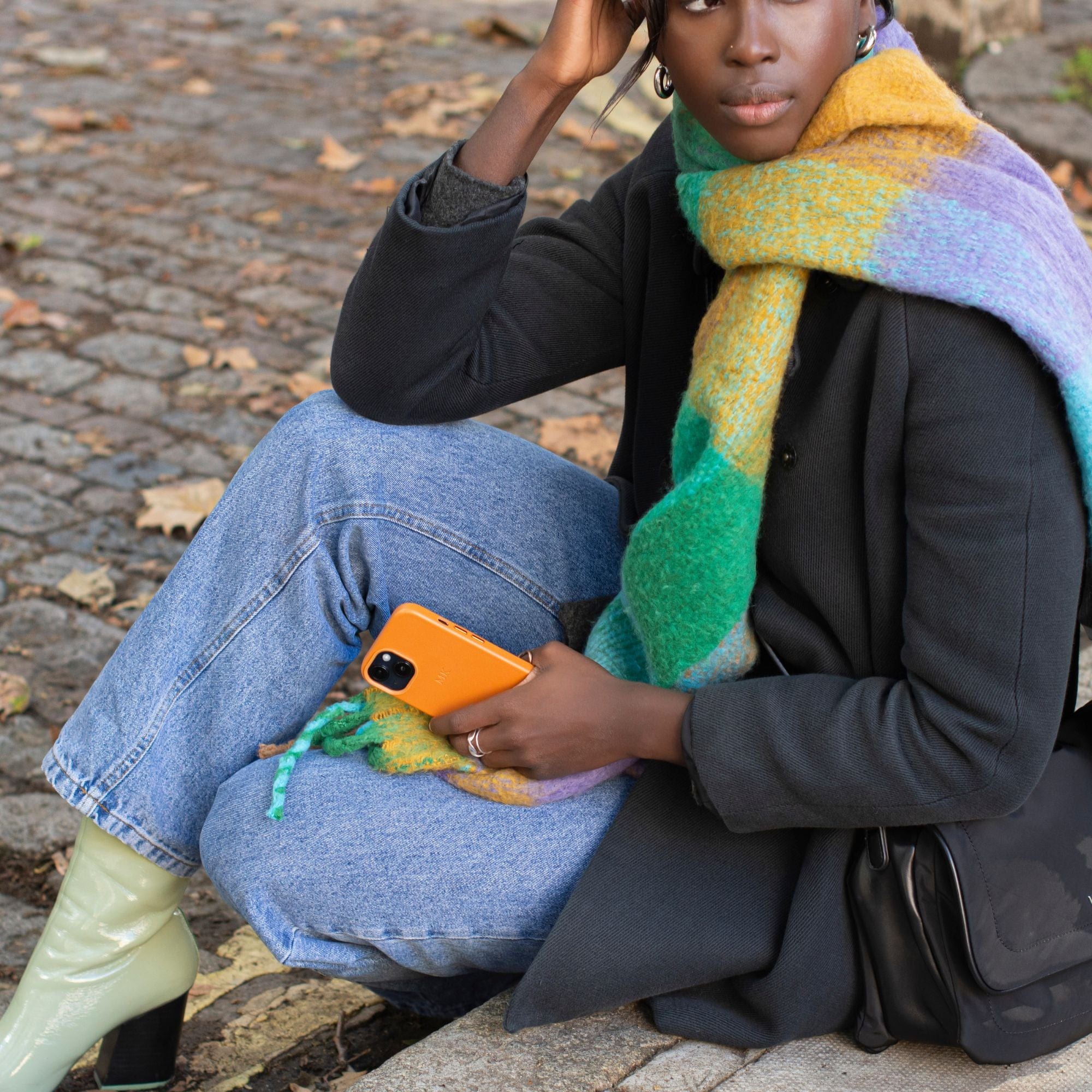 Orange MagSafe Grain Texture Personalized Case