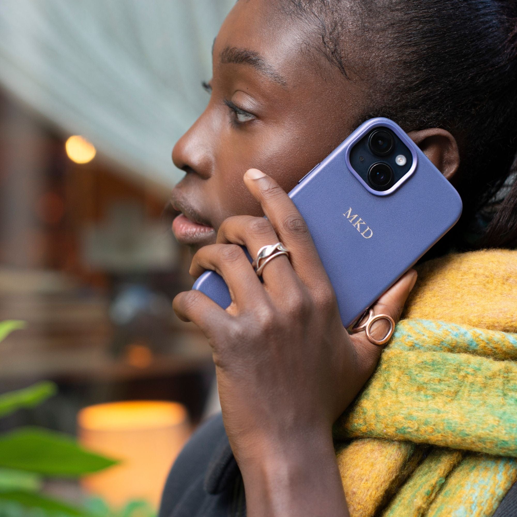 Light Blue MagSafe Grain Texture Personalized Case