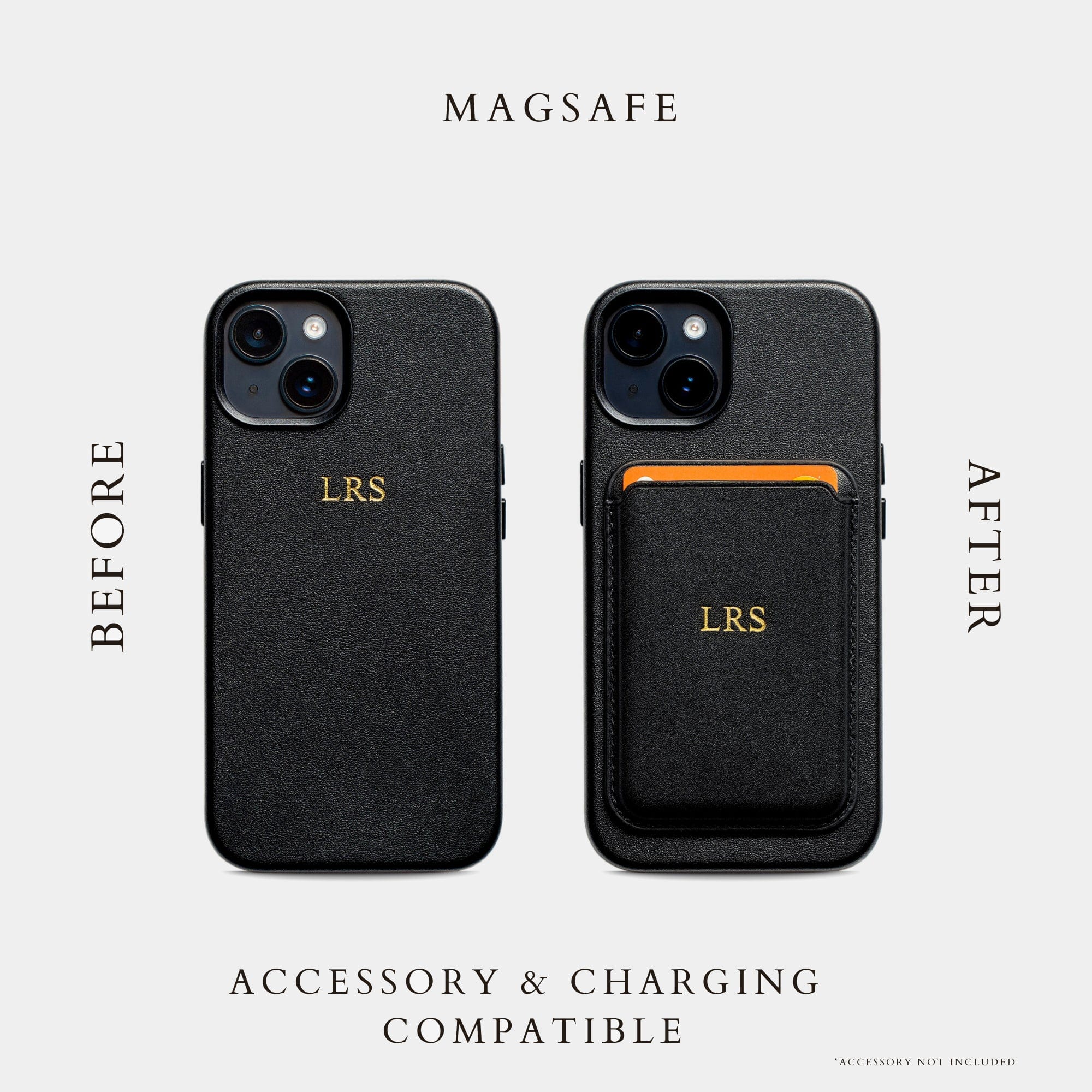Black MagSafe Grain Texture Personalized Case
