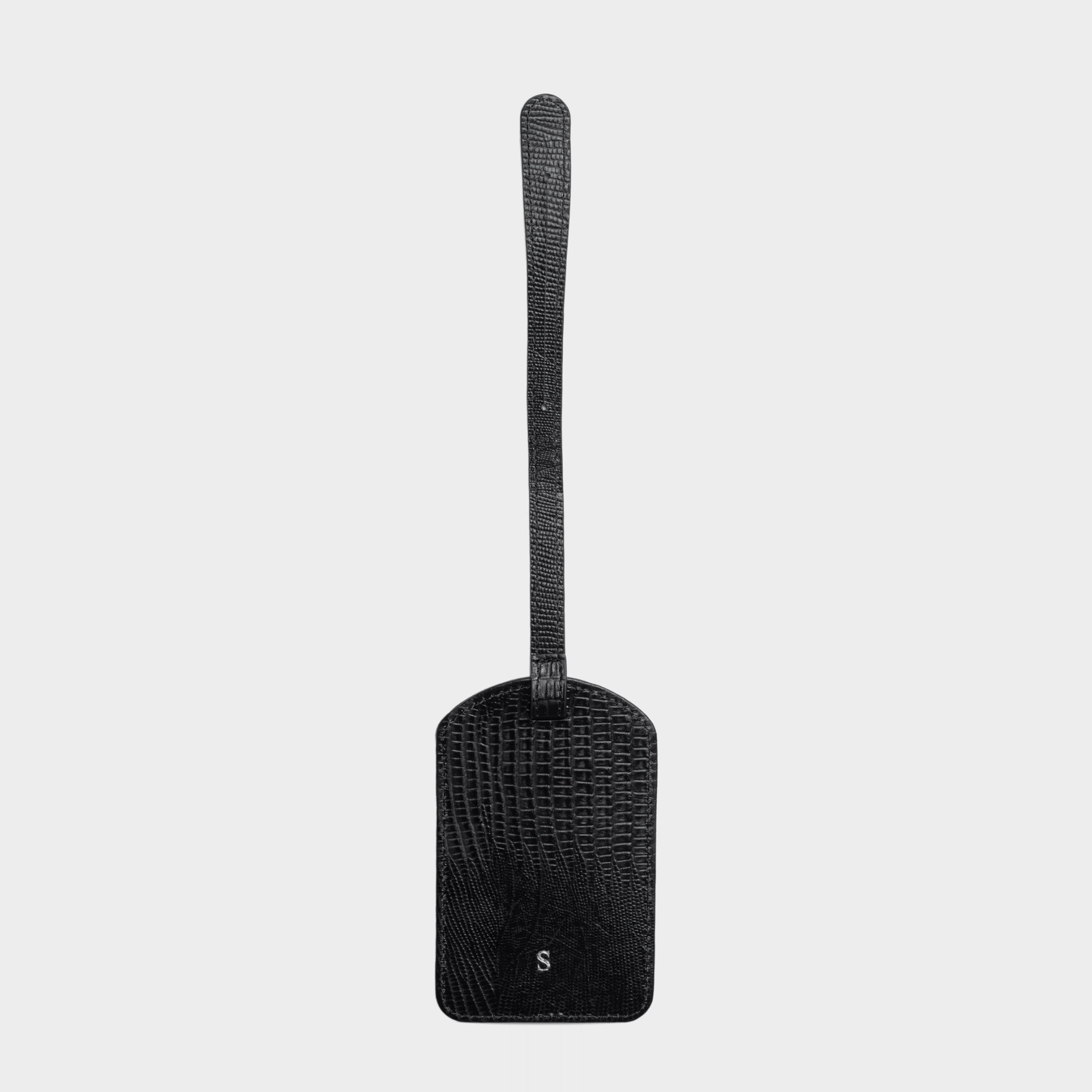 Black Lizard Leather Personalized Luggage Tag