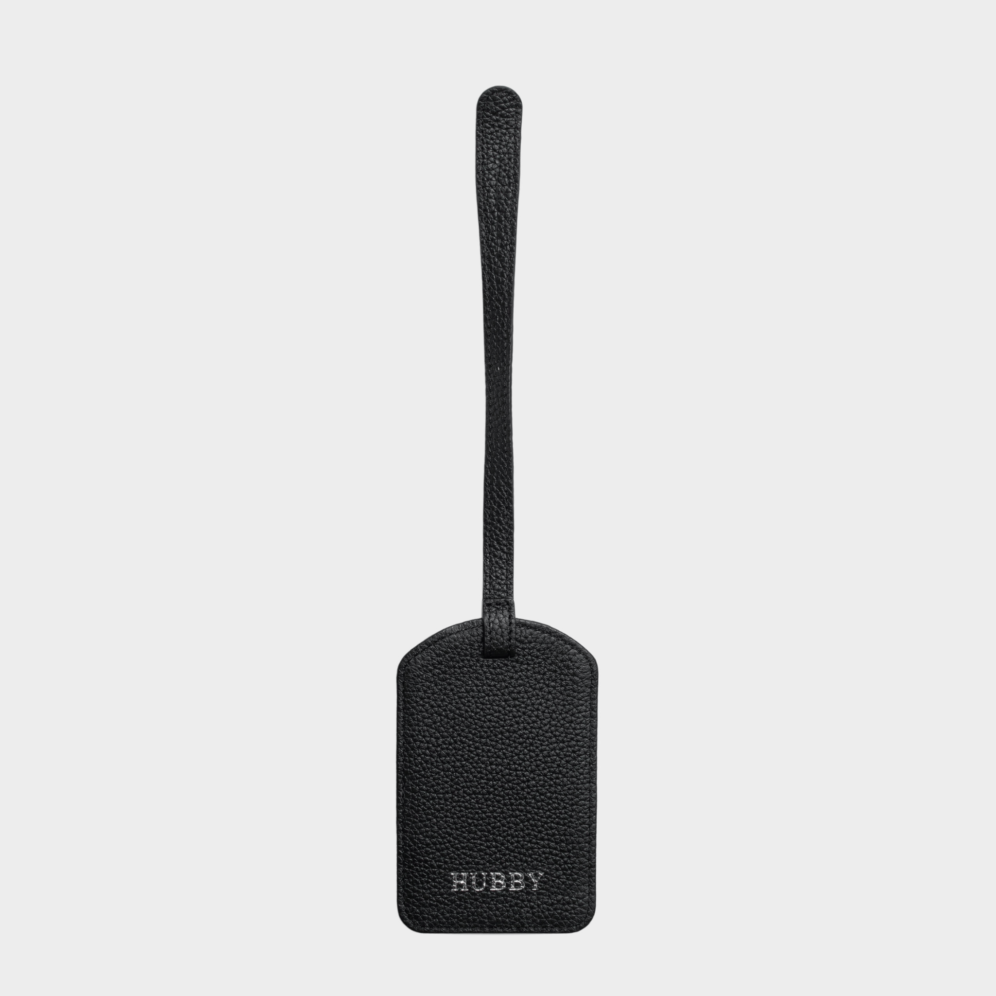Black Pebble Leather Personalized Luggage Tag