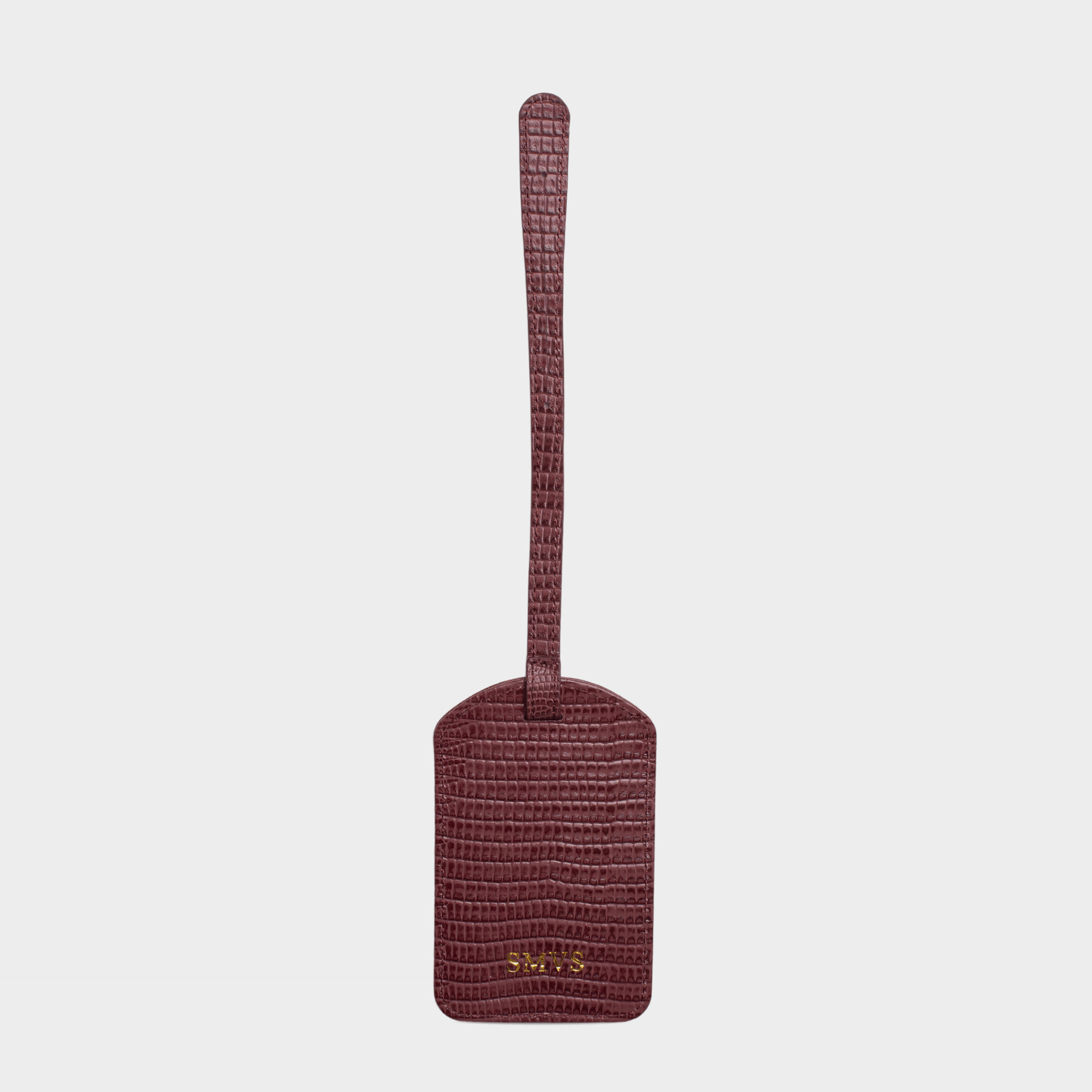 Burgundy Lizard Leather Personalized Luggage Tag