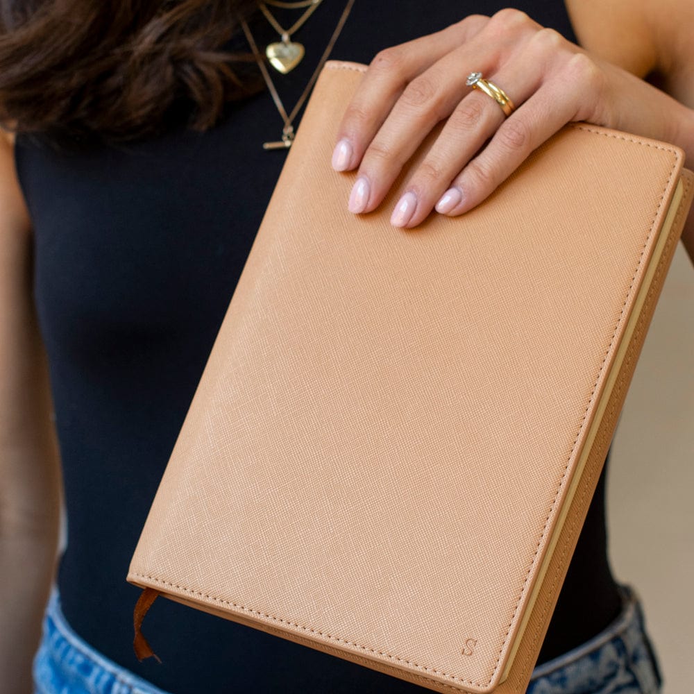 Beige Saffiano Texture Personalized Notebook