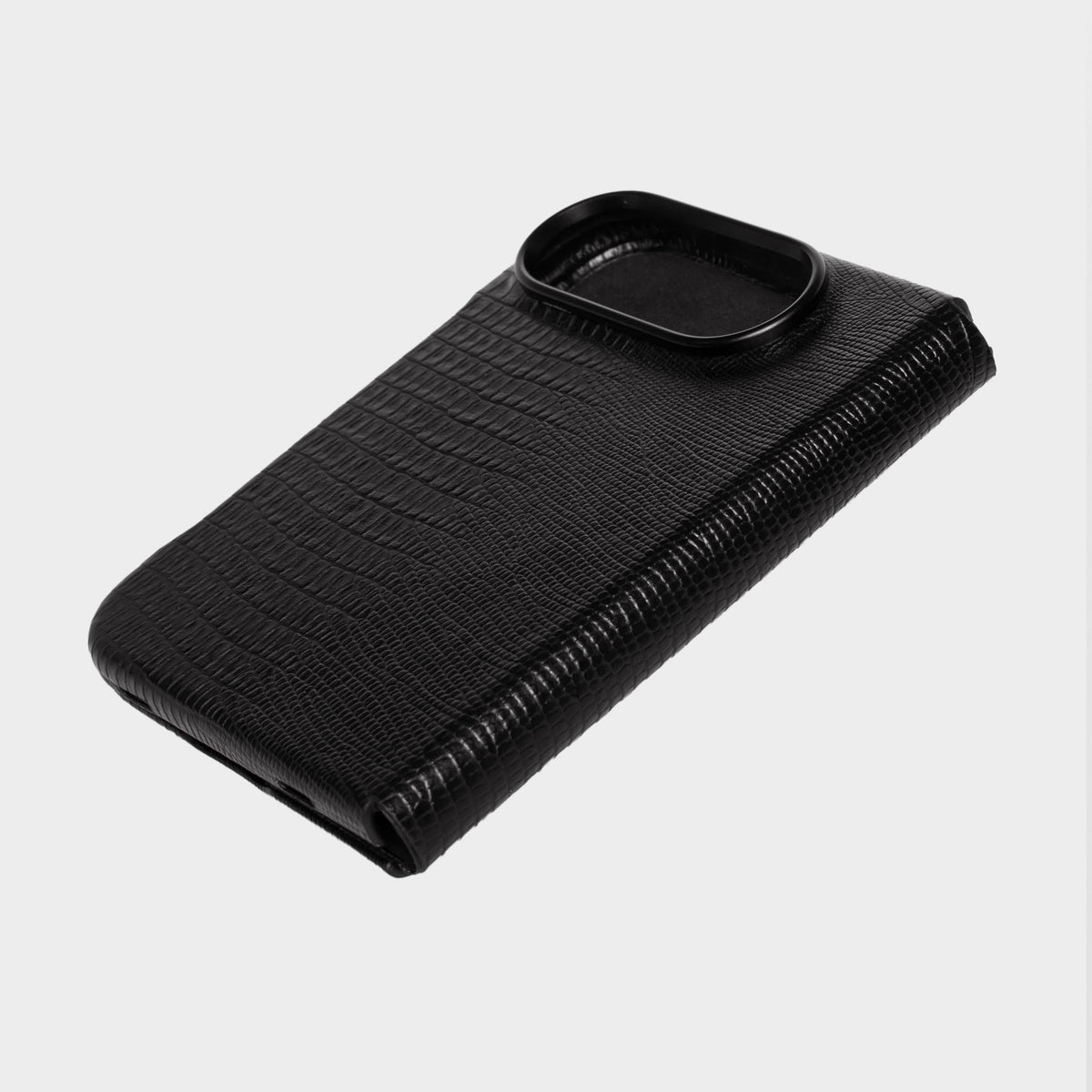 Black MagSafe Lizard Leather Personalized Case iPhone Duo
