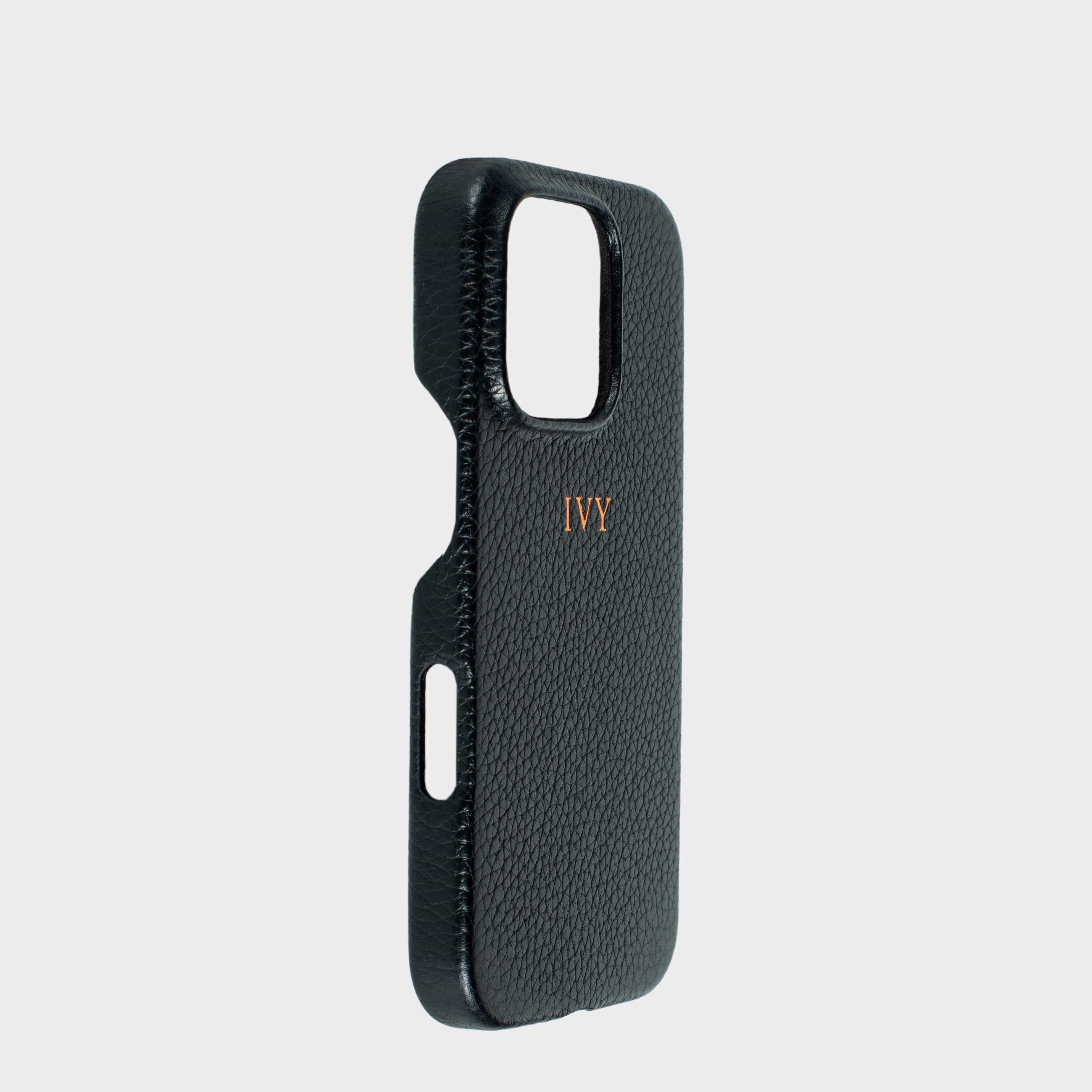 Black MagSafe Pebble Leather Personalized Case
