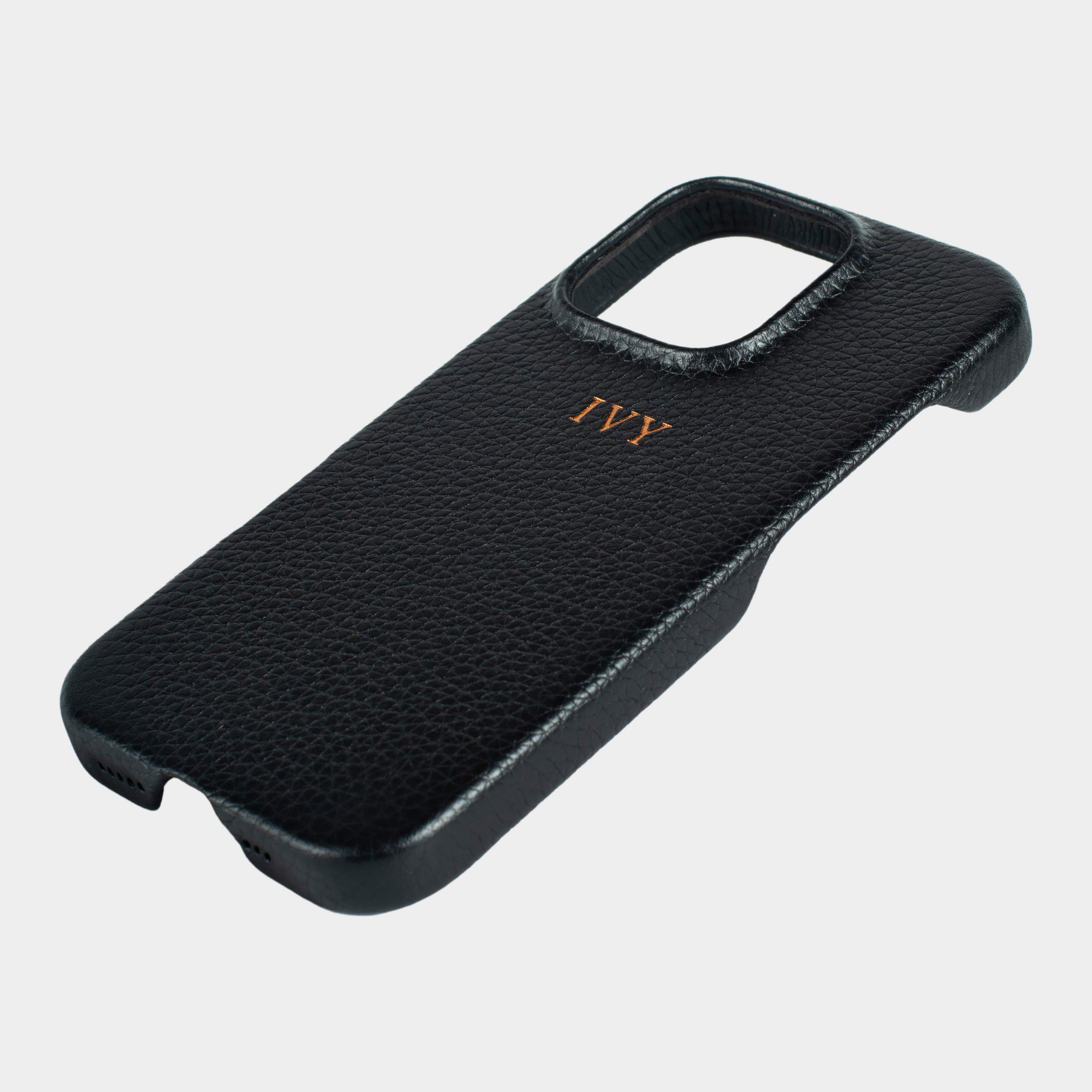 Black MagSafe Pebble Leather Personalized Case