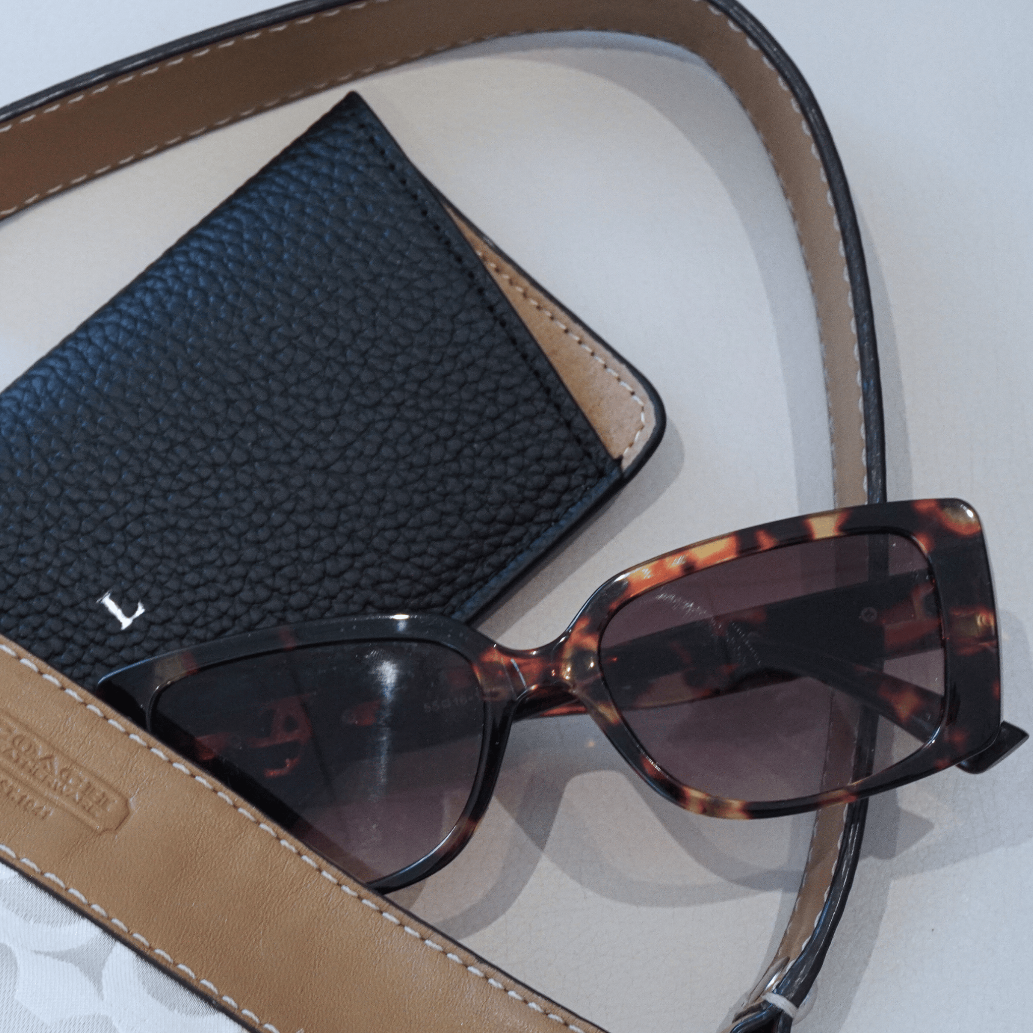 Black Leather Personalized Glasses Case