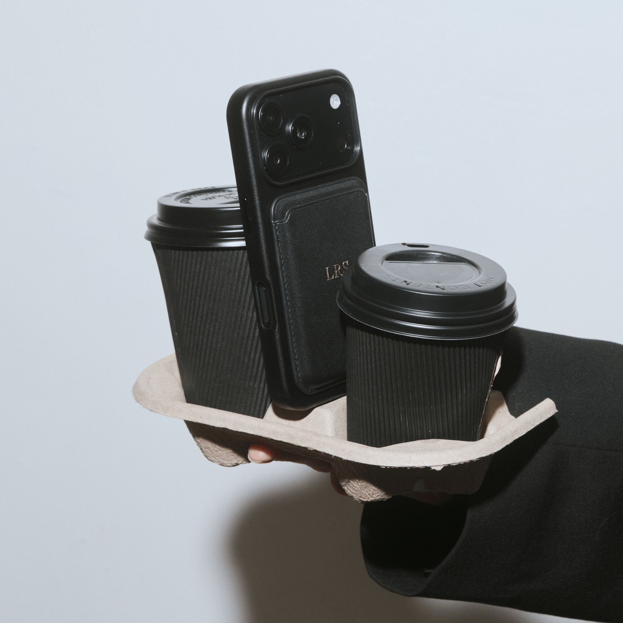 Black MagSafe Grain Texture Personalized Card Holder