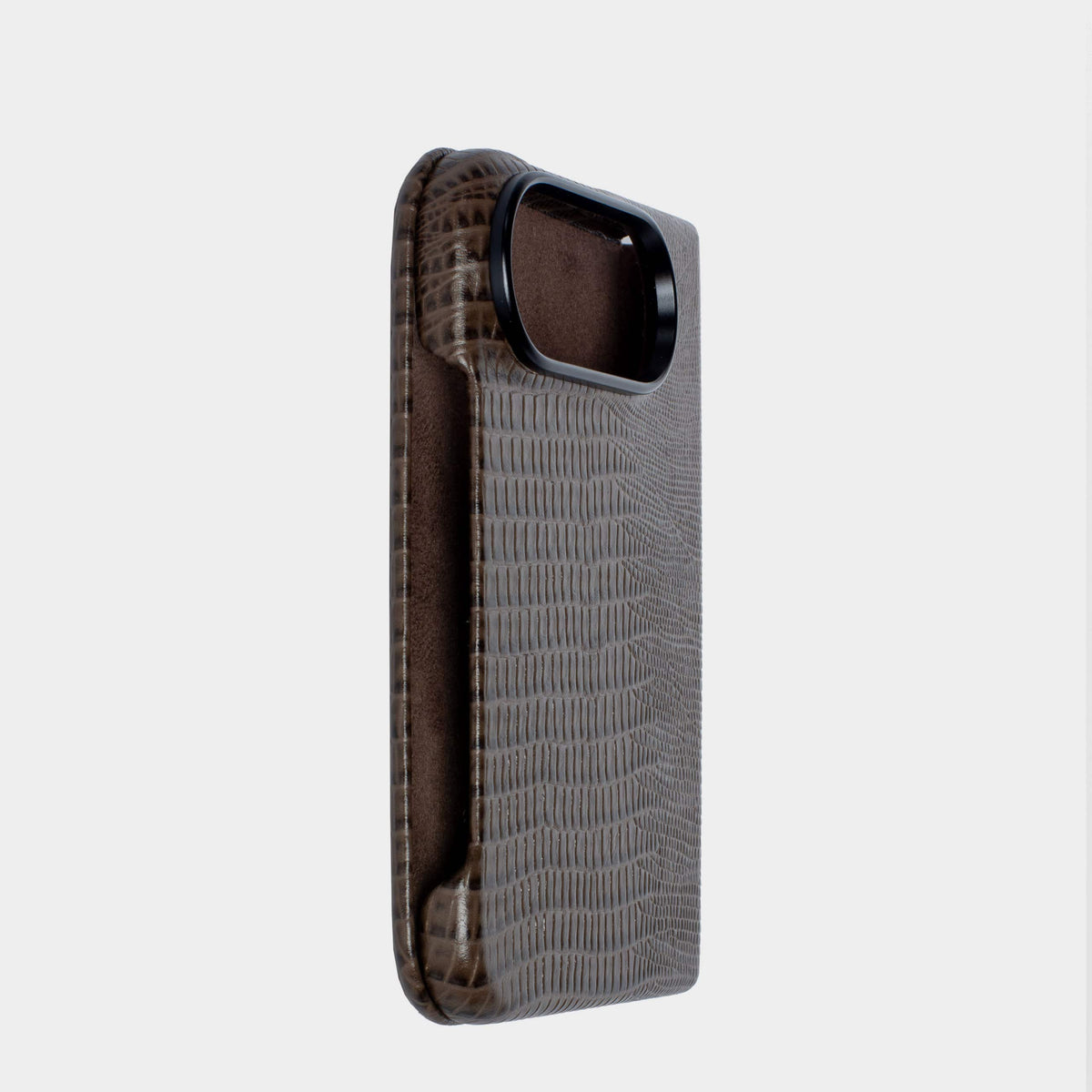 Dark Brown MagSafe Lizard Leather Personalized Case iPhone Duo