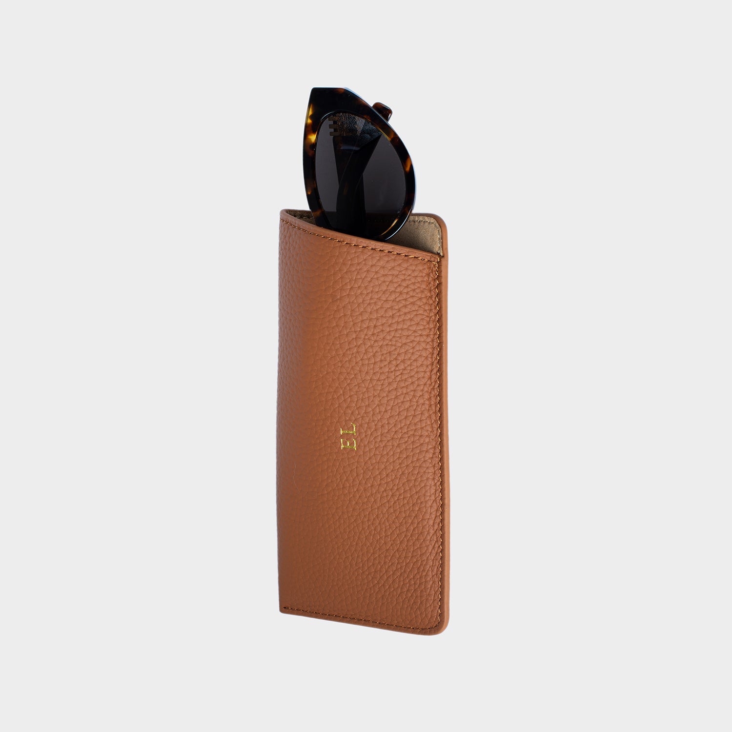 Brown Leather Personalized Glasses Case