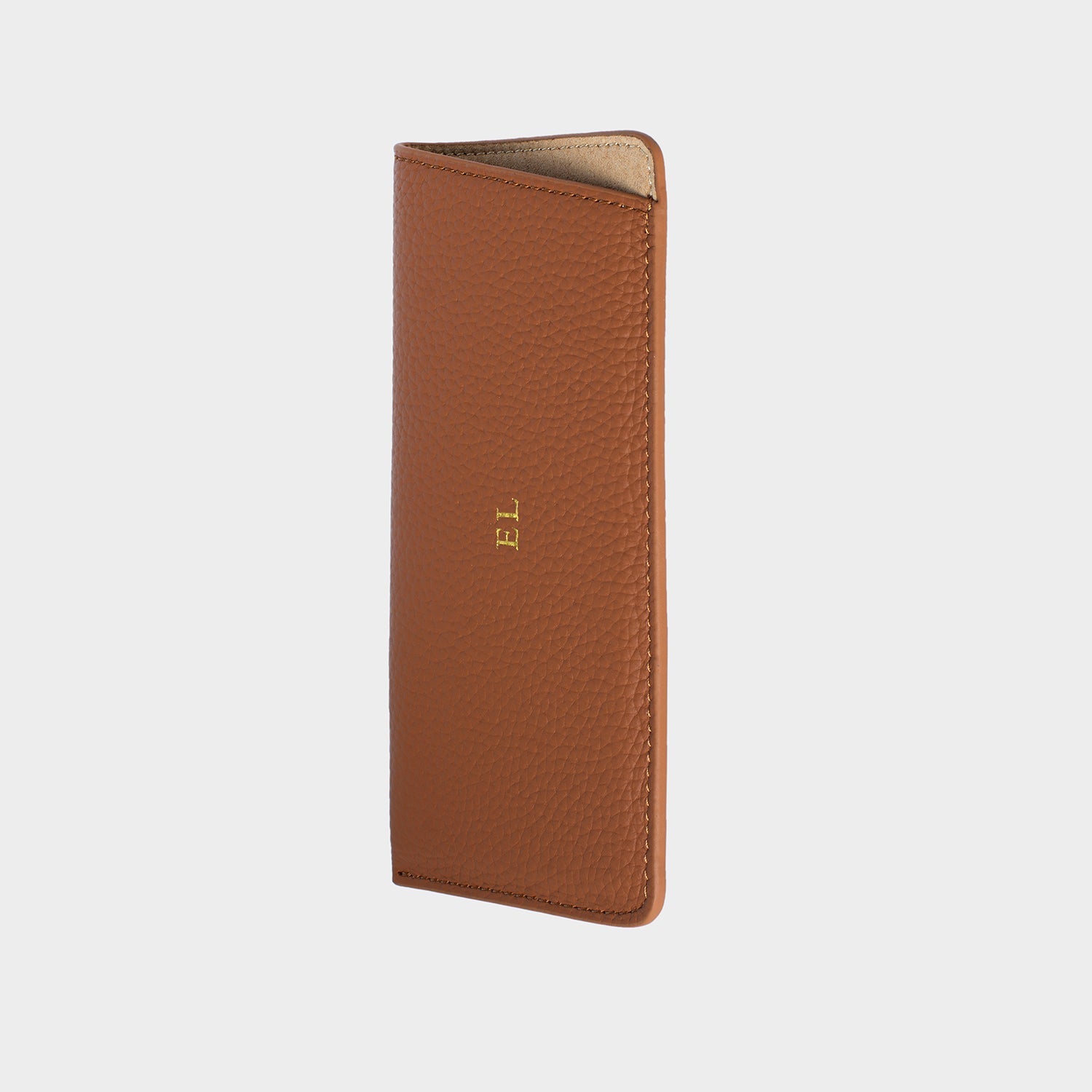 Brown Leather Personalized Glasses Case