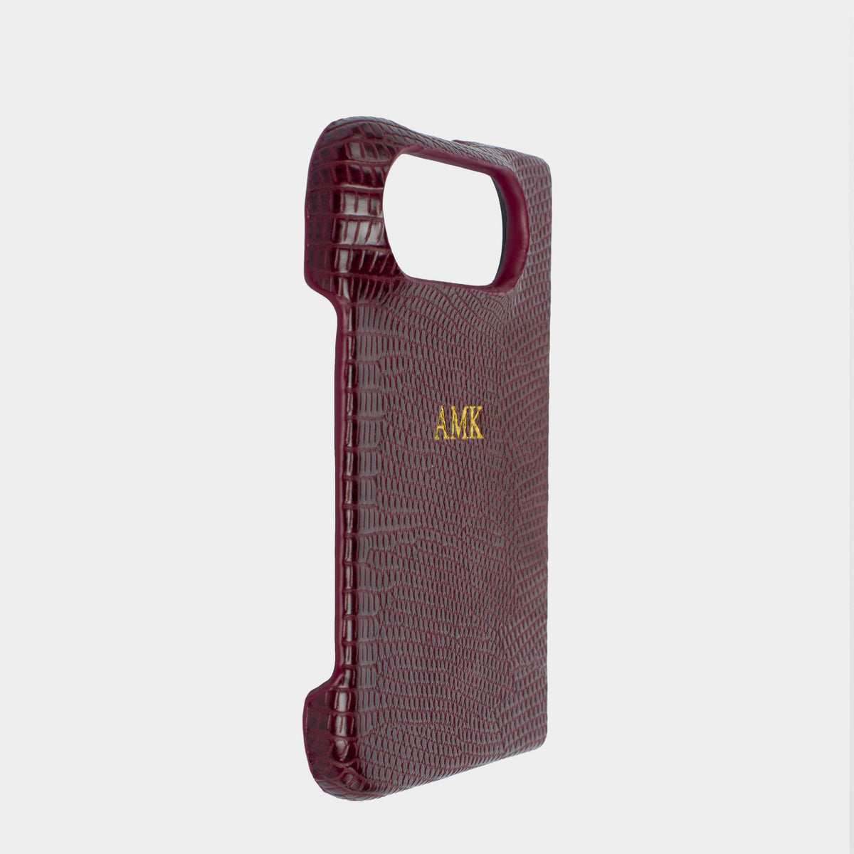 Burgundy Lizard Texture Personalized Snap Case iPhone Duo