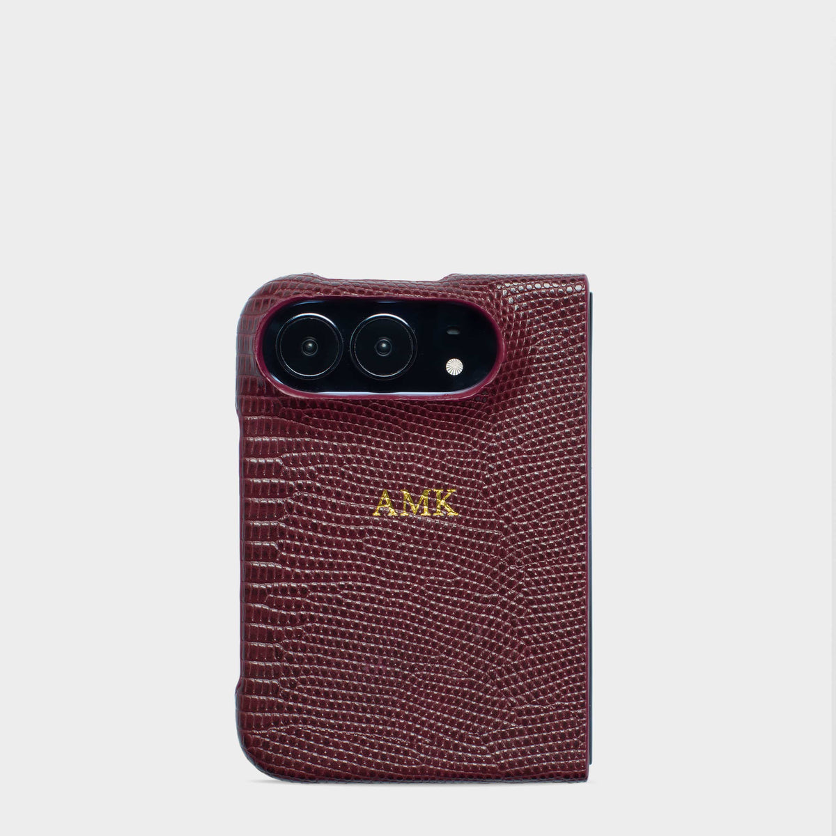 Burgundy Lizard Texture Personalized Snap Case iPhone Duo