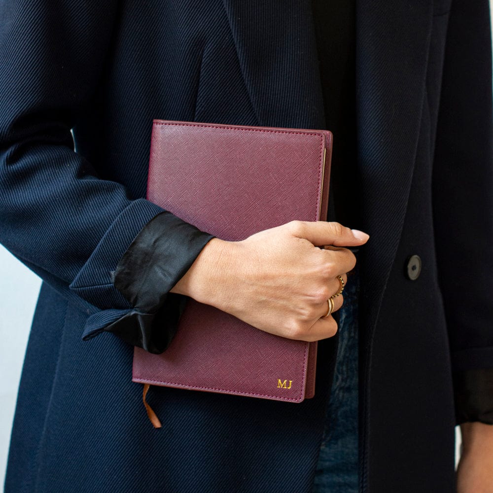 Burgundy Saffiano Texture Personalized Notebook