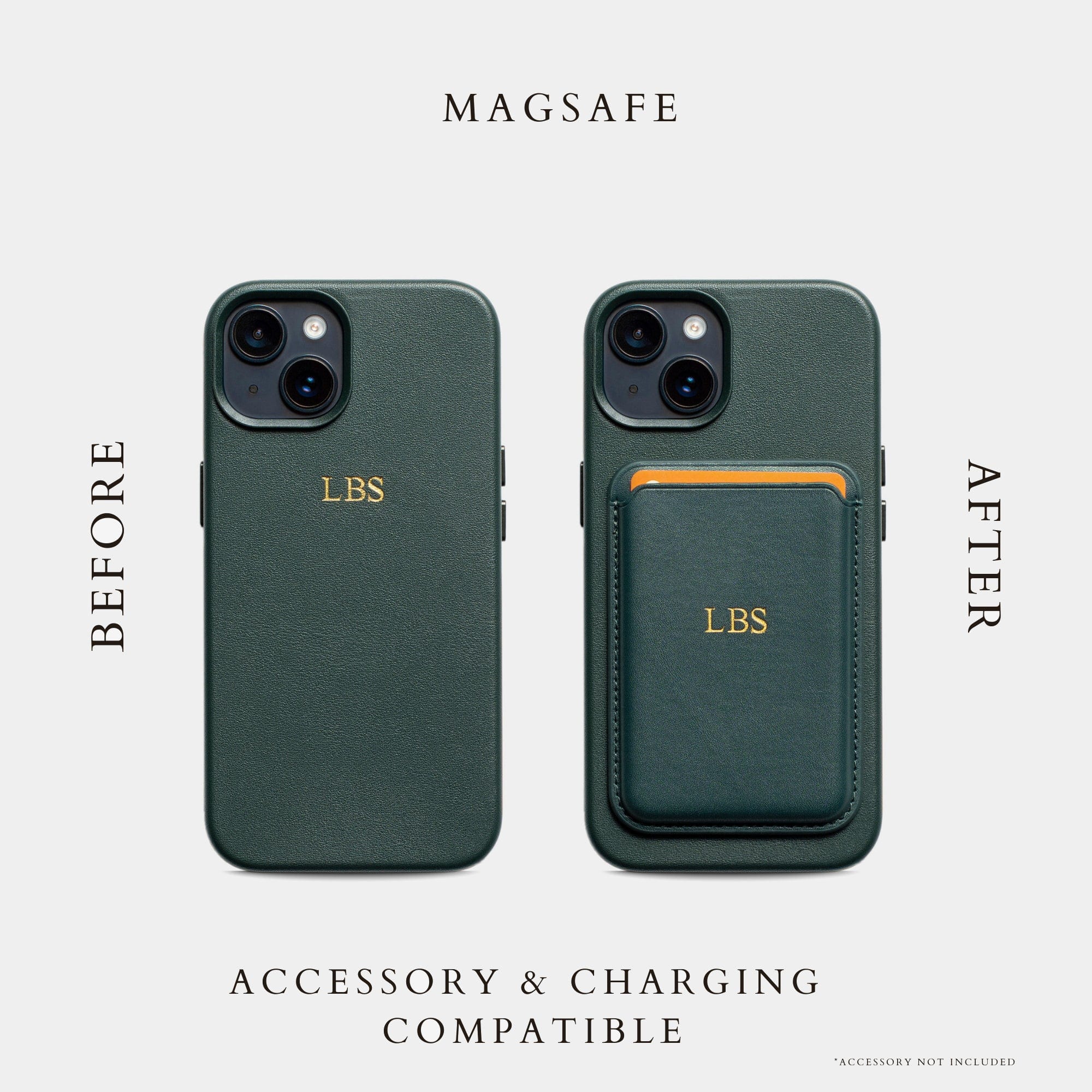 Dark Green MagSafe Grain Texture Personalized Case