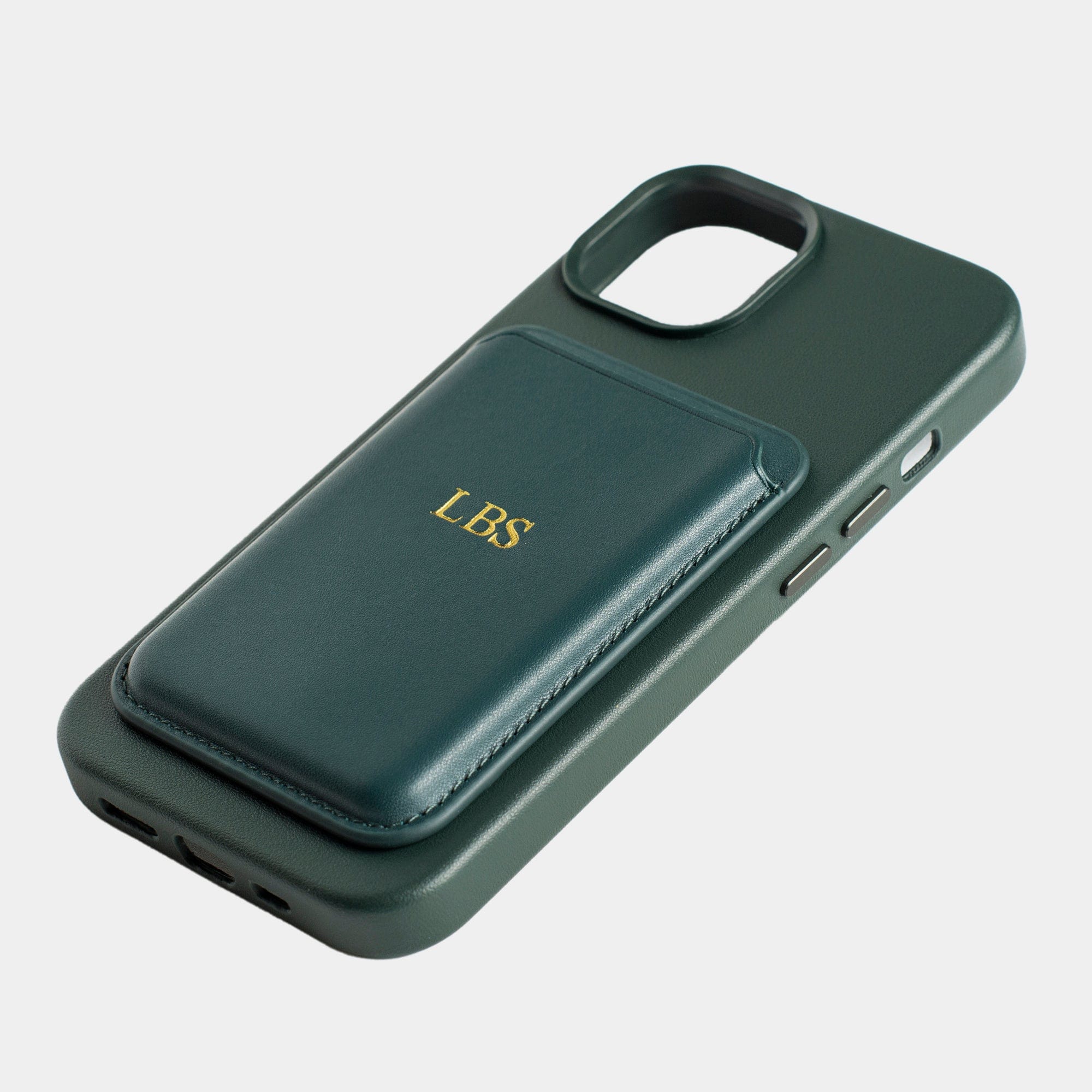 Dark Green MagSafe Grain Texture Personalized Card Holder