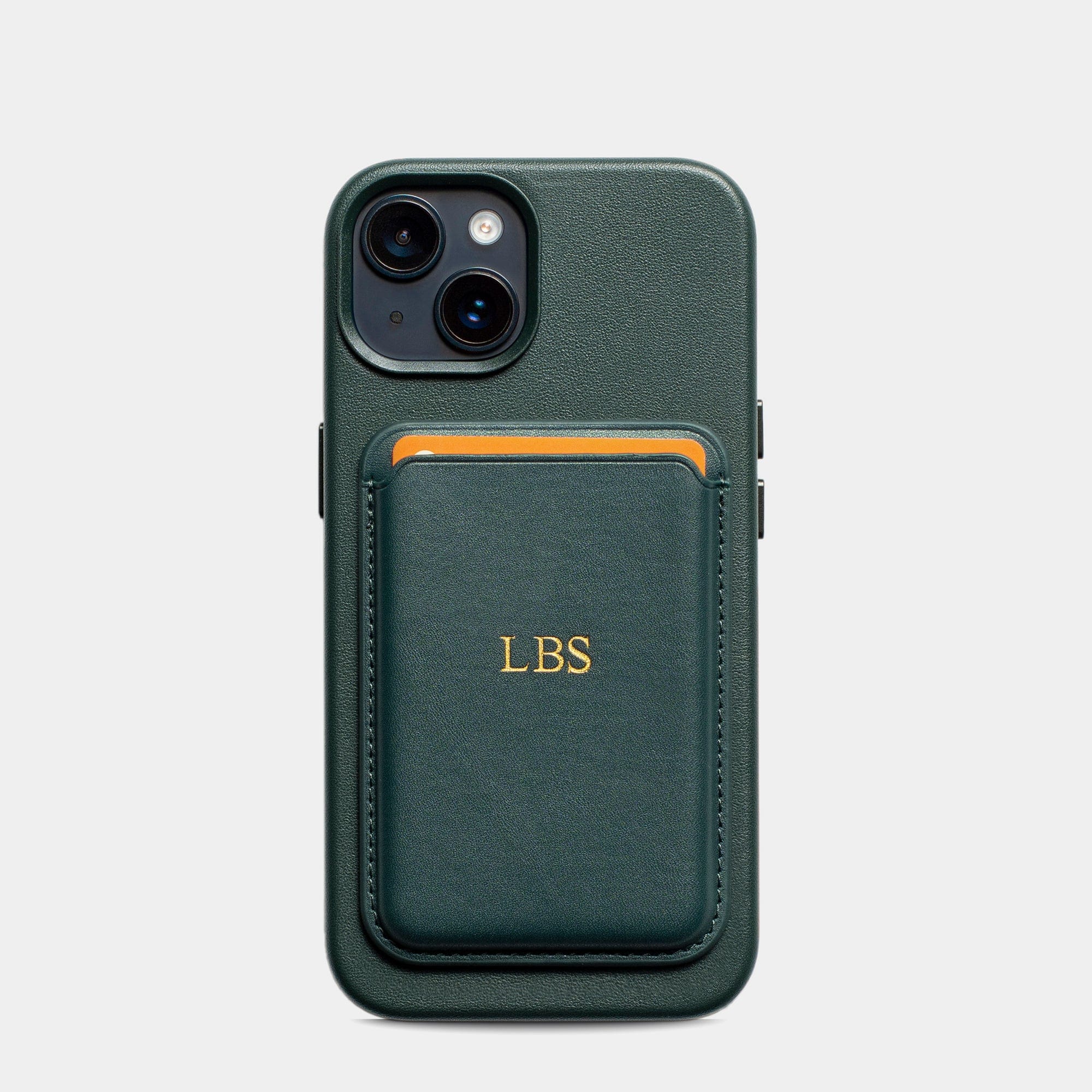 Dark Green MagSafe Grain Texture Personalized Card Holder