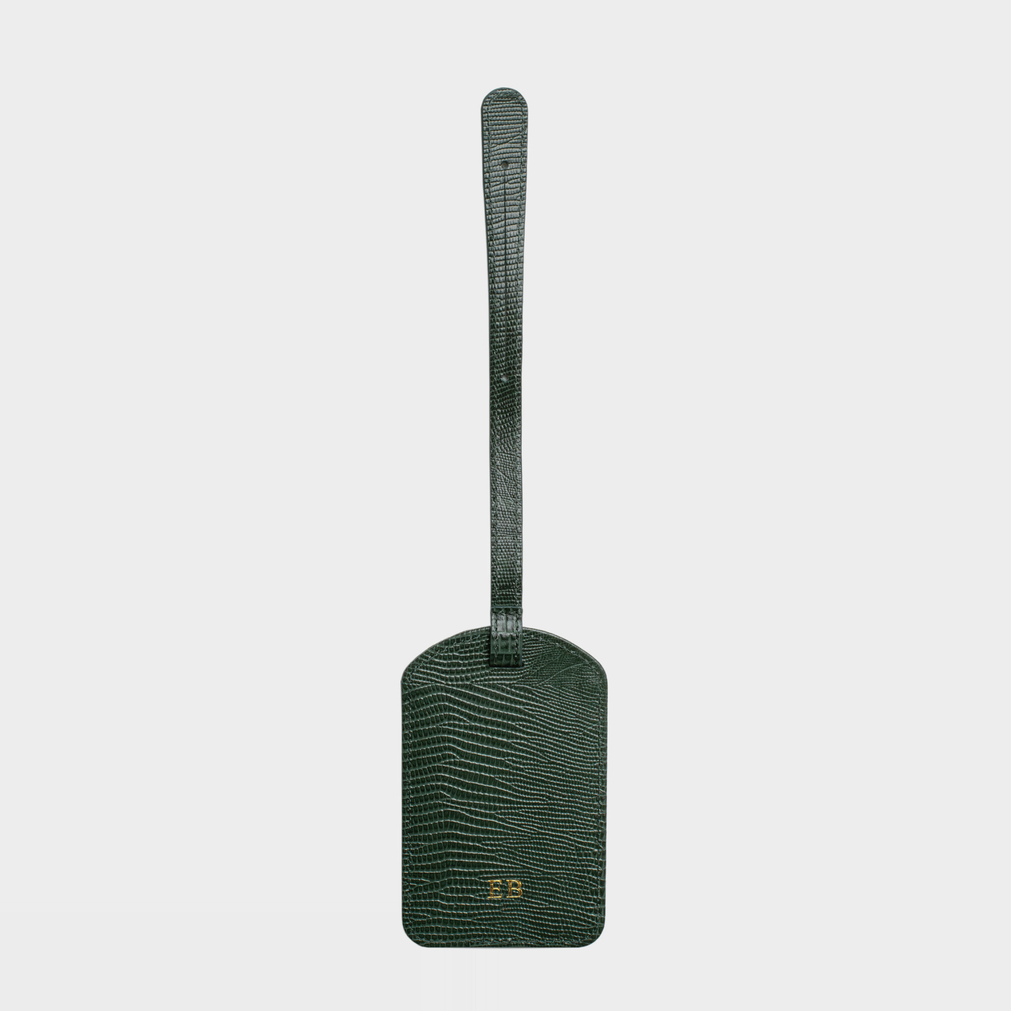 Dark Green Lizard Leather Personalized Luggage Tag