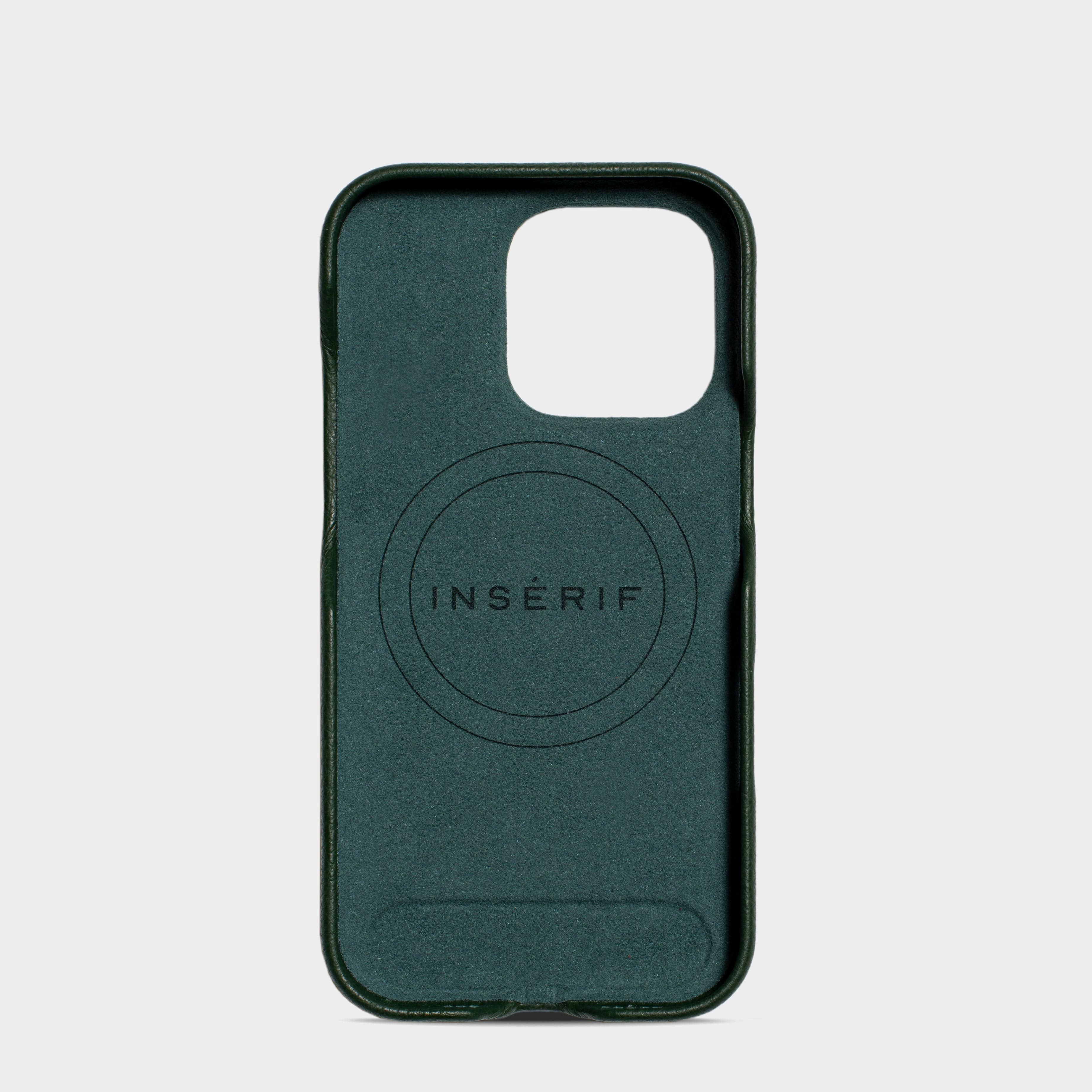 Dark Green MagSafe Pebble Leather Personalized Case