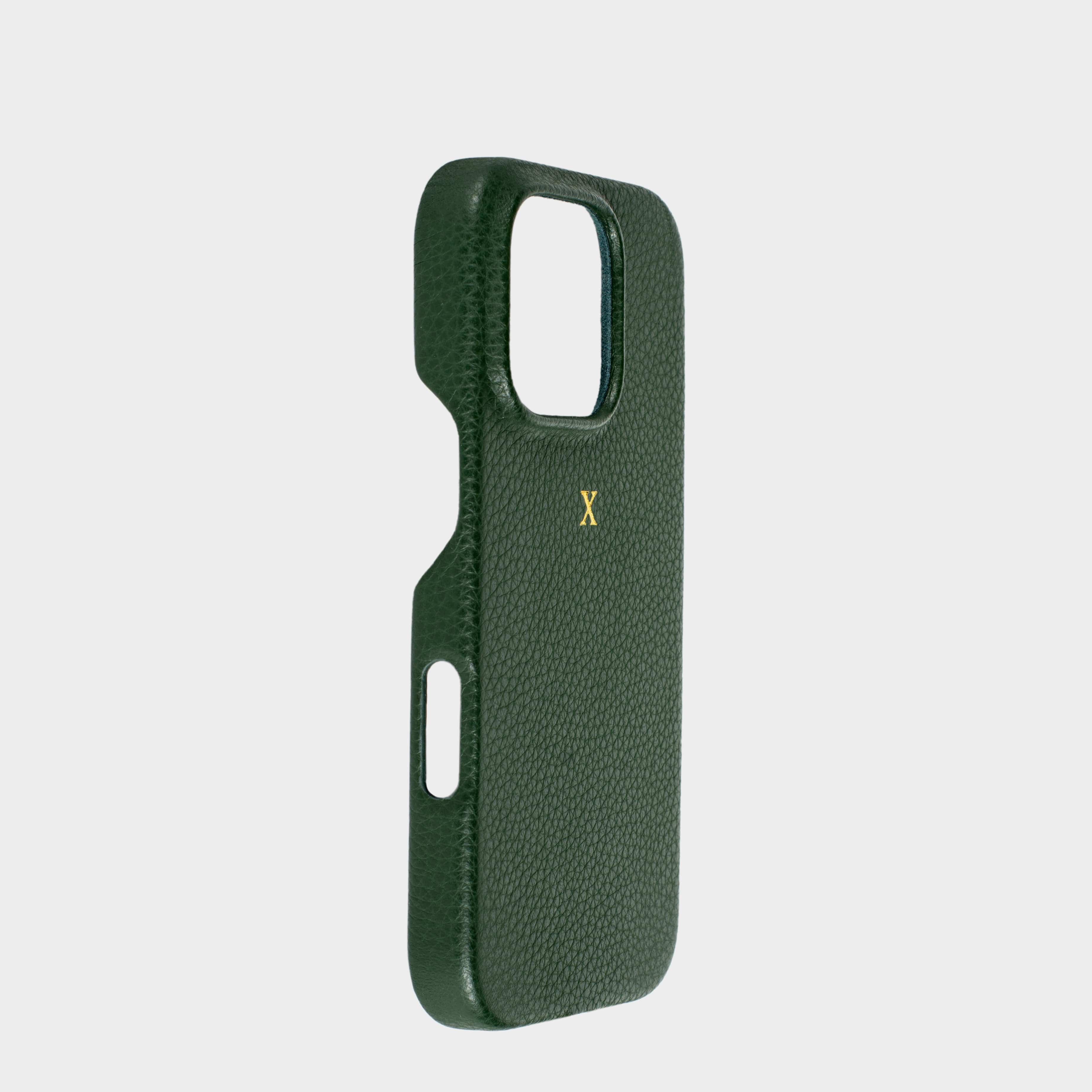 Dark Green MagSafe Pebble Leather Personalized Case