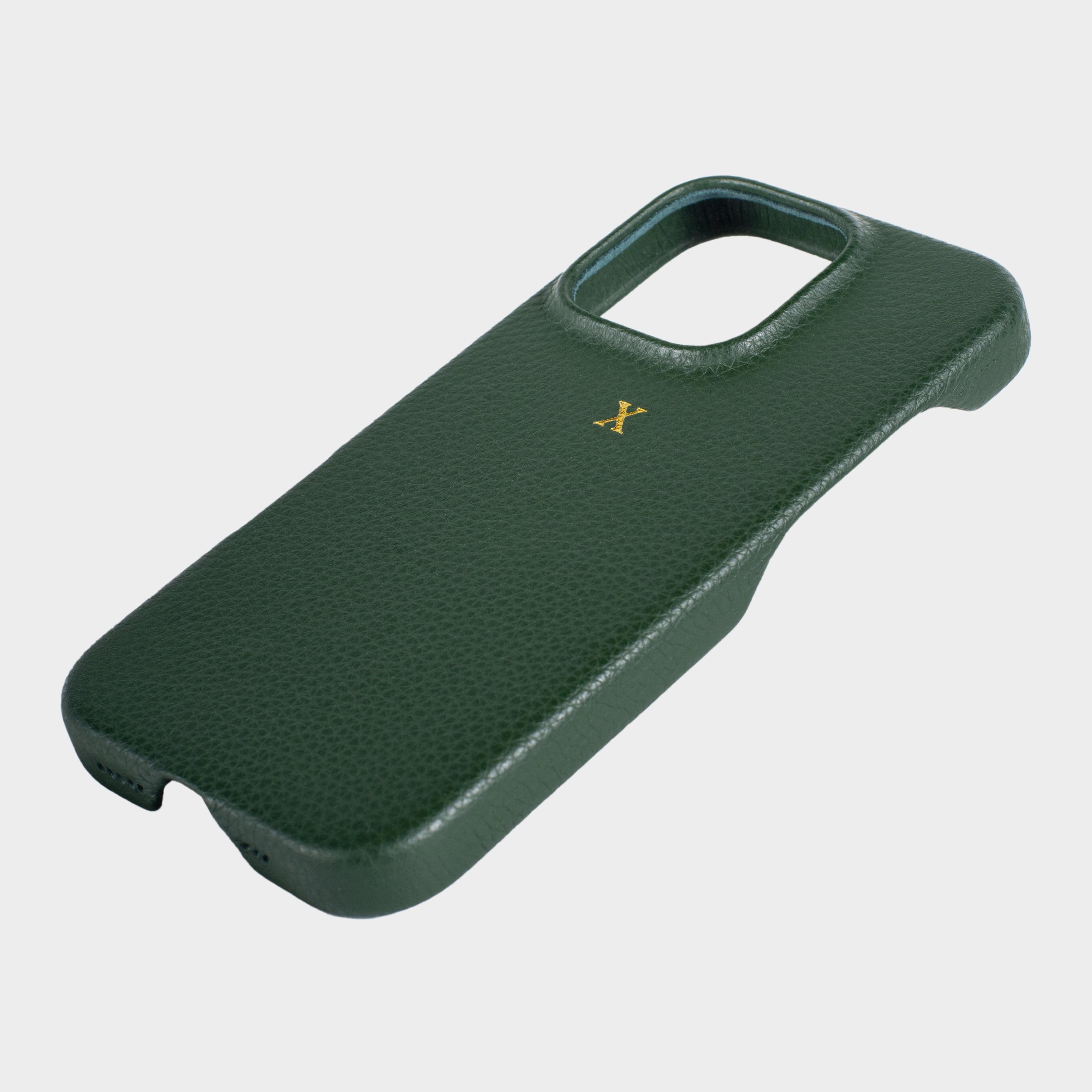 Dark Green MagSafe Pebble Leather Personalized Case