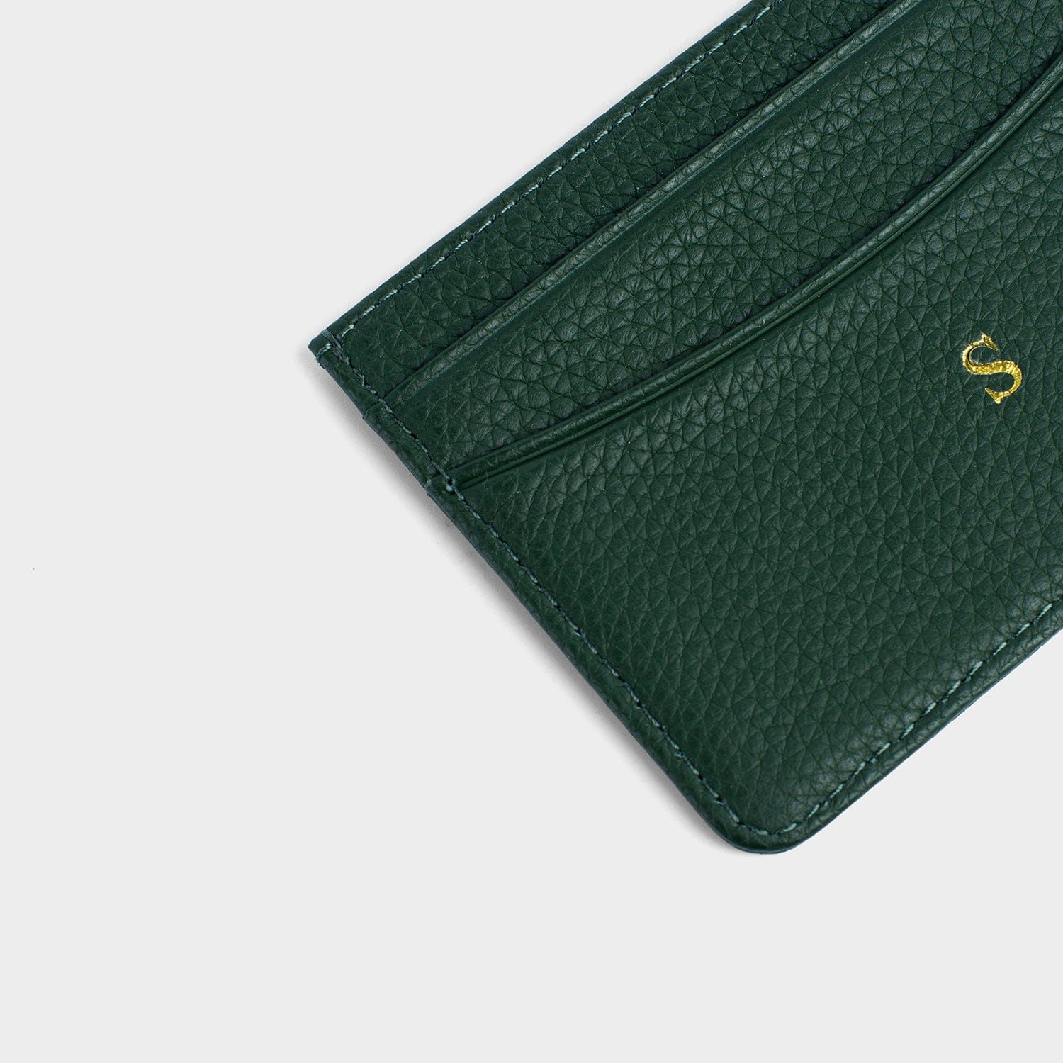 Dark Green Leather Personalized Card Holder