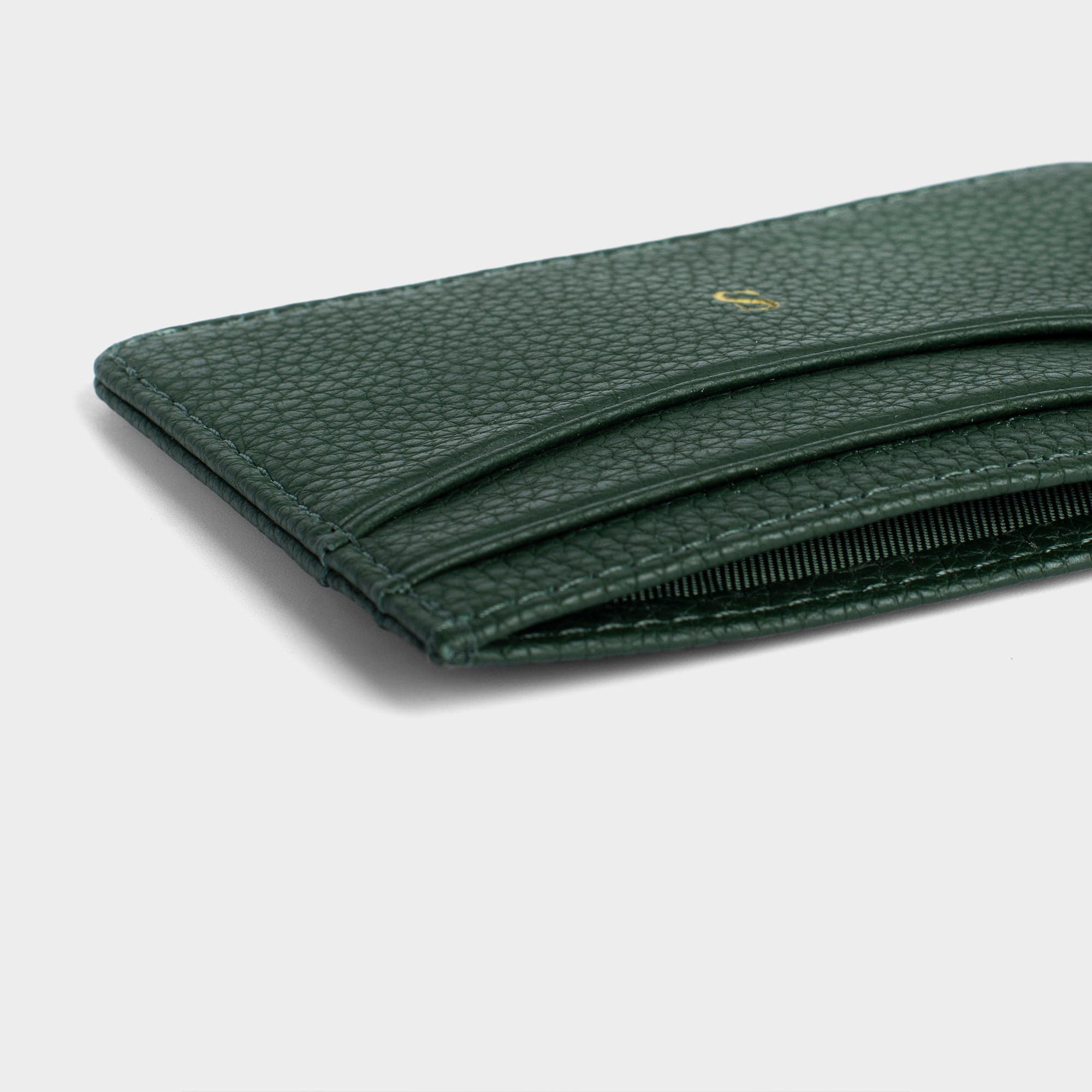 Dark Green Leather Personalized Card Holder