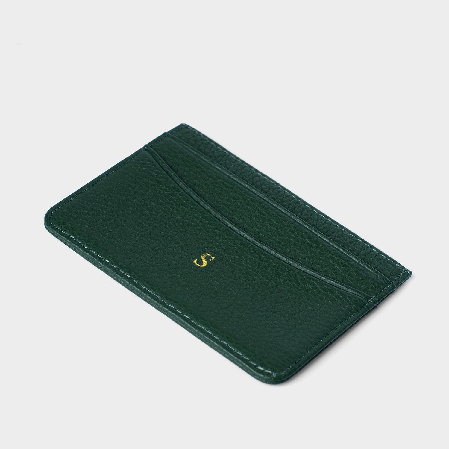 Dark Green Leather Personalized Card Holder