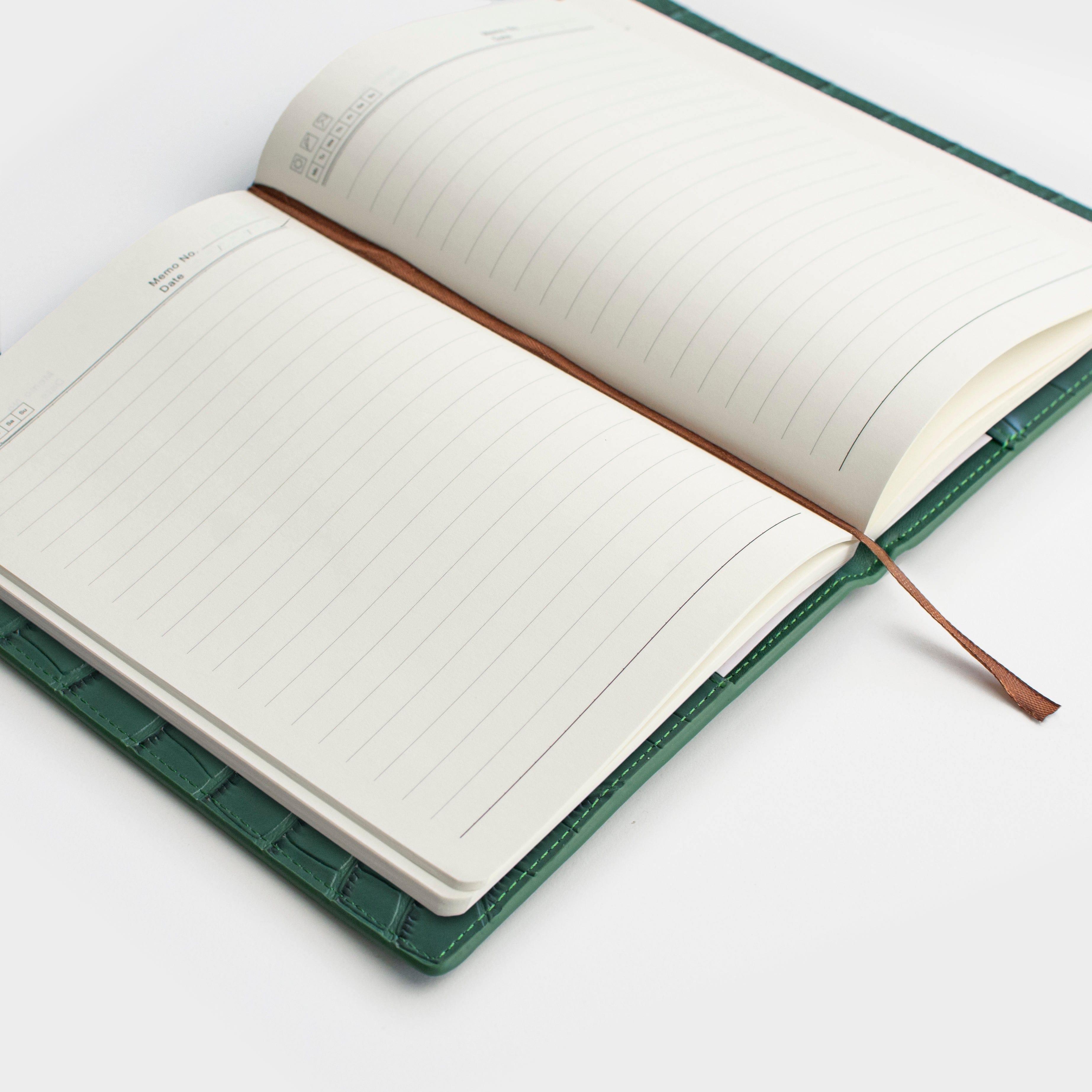 Dark Green Lizard Texture Personalized Notebook