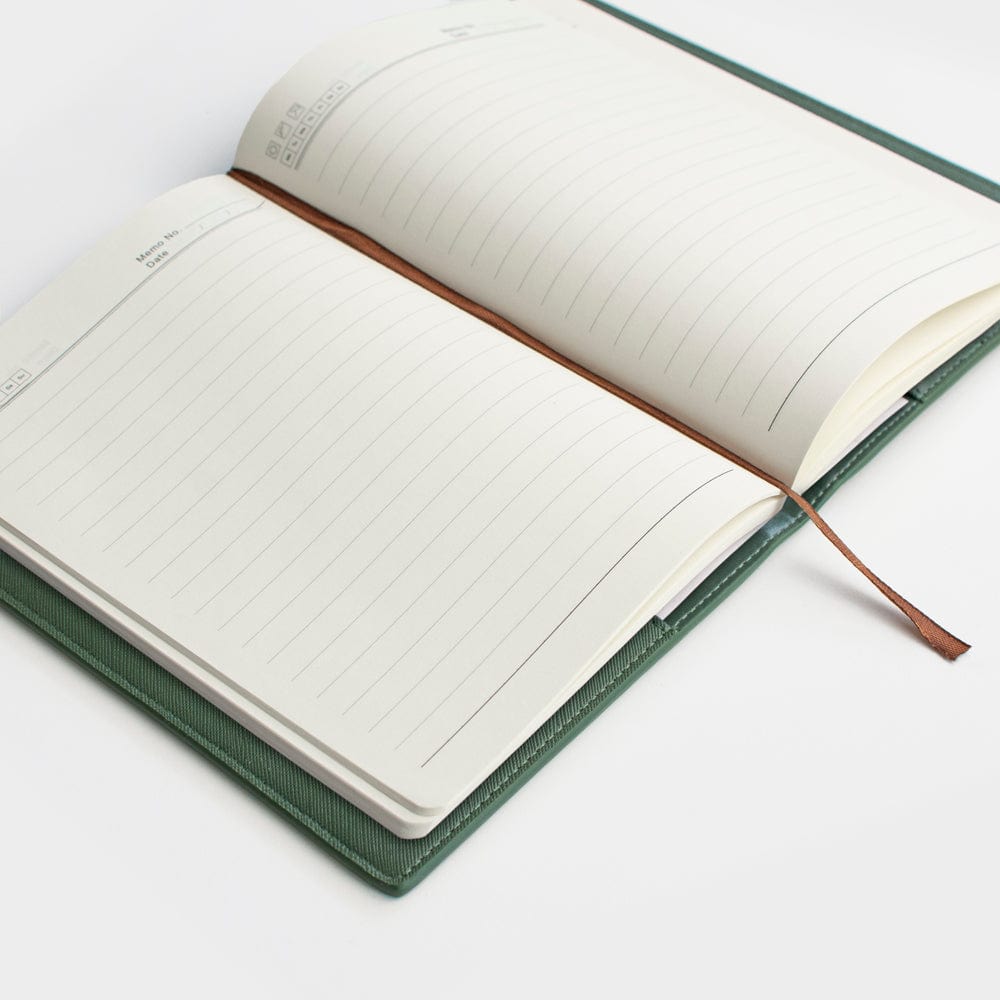 Dark Green Saffiano Texture Personalized Notebook