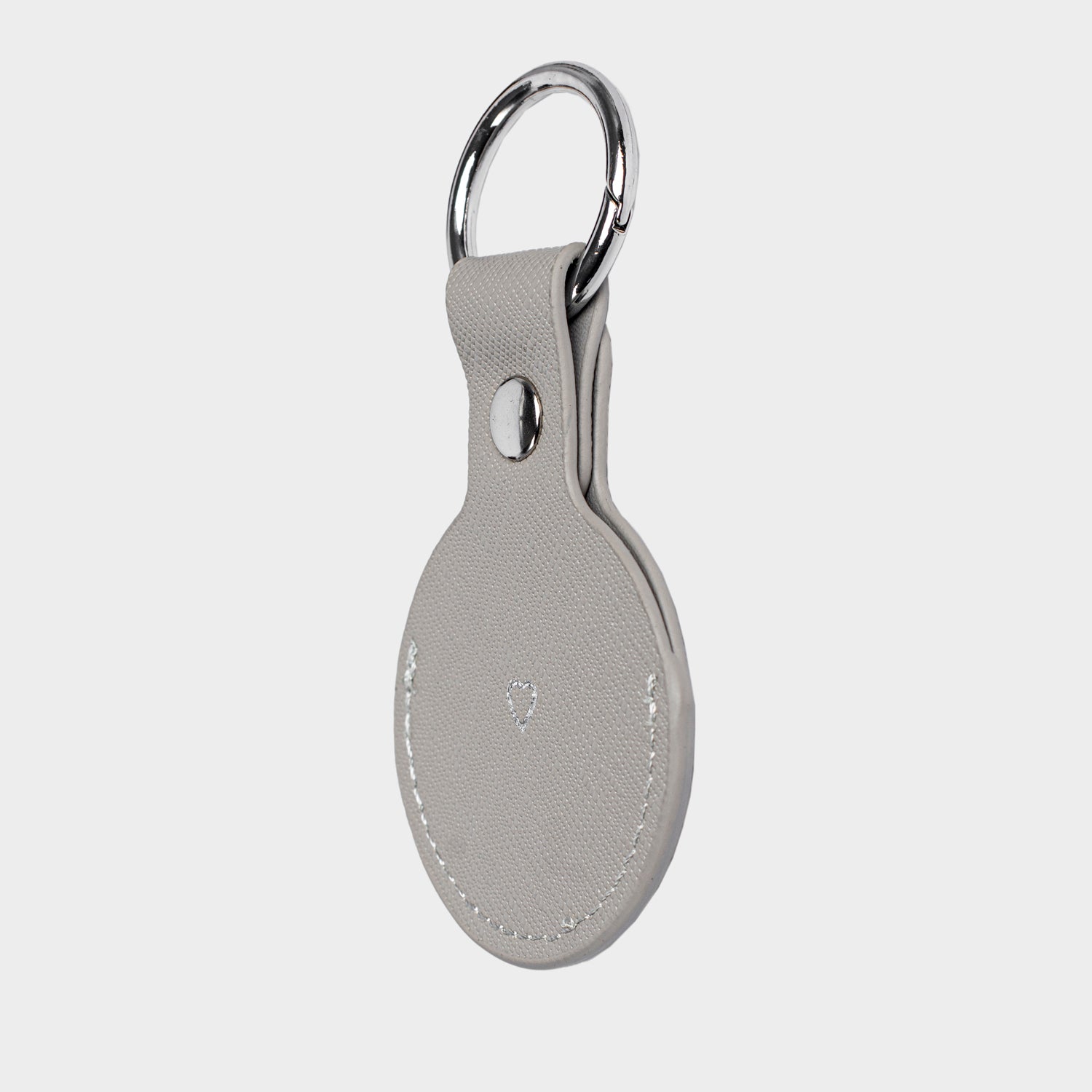Dove Grey Saffiano Leather Personalized Airtag Keyring