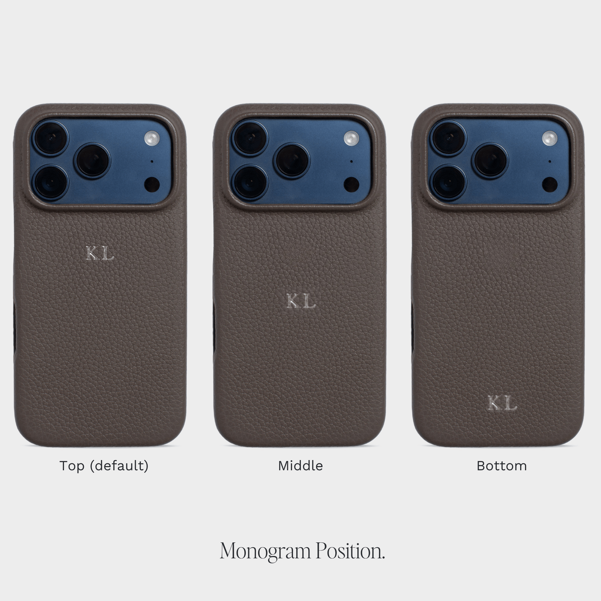 Grey MagSafe Pebble Leather Personalized Case