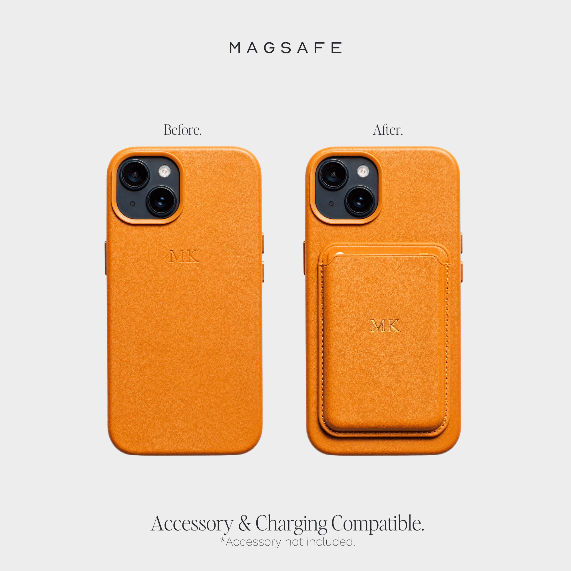 Orange MagSafe Grain Texture Personalized Case