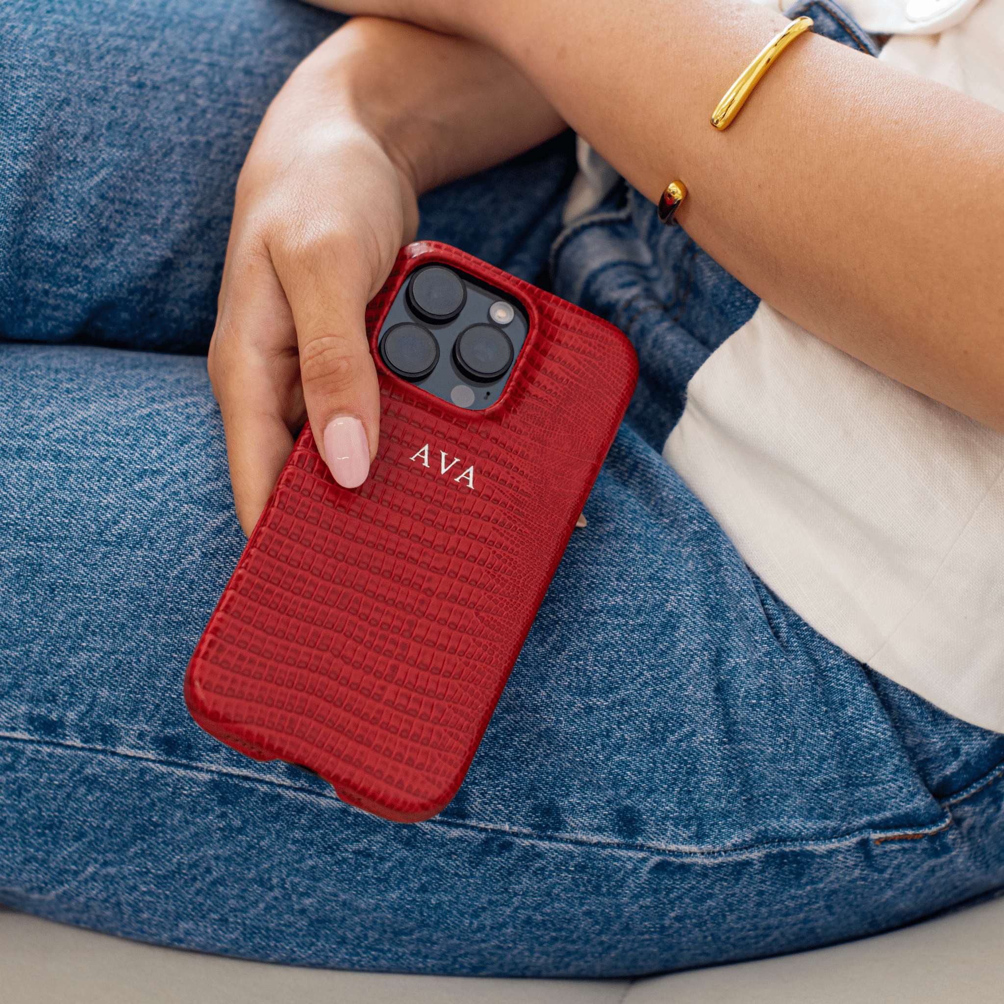 Violet Red MagSafe Lizard Leather Personalized Case