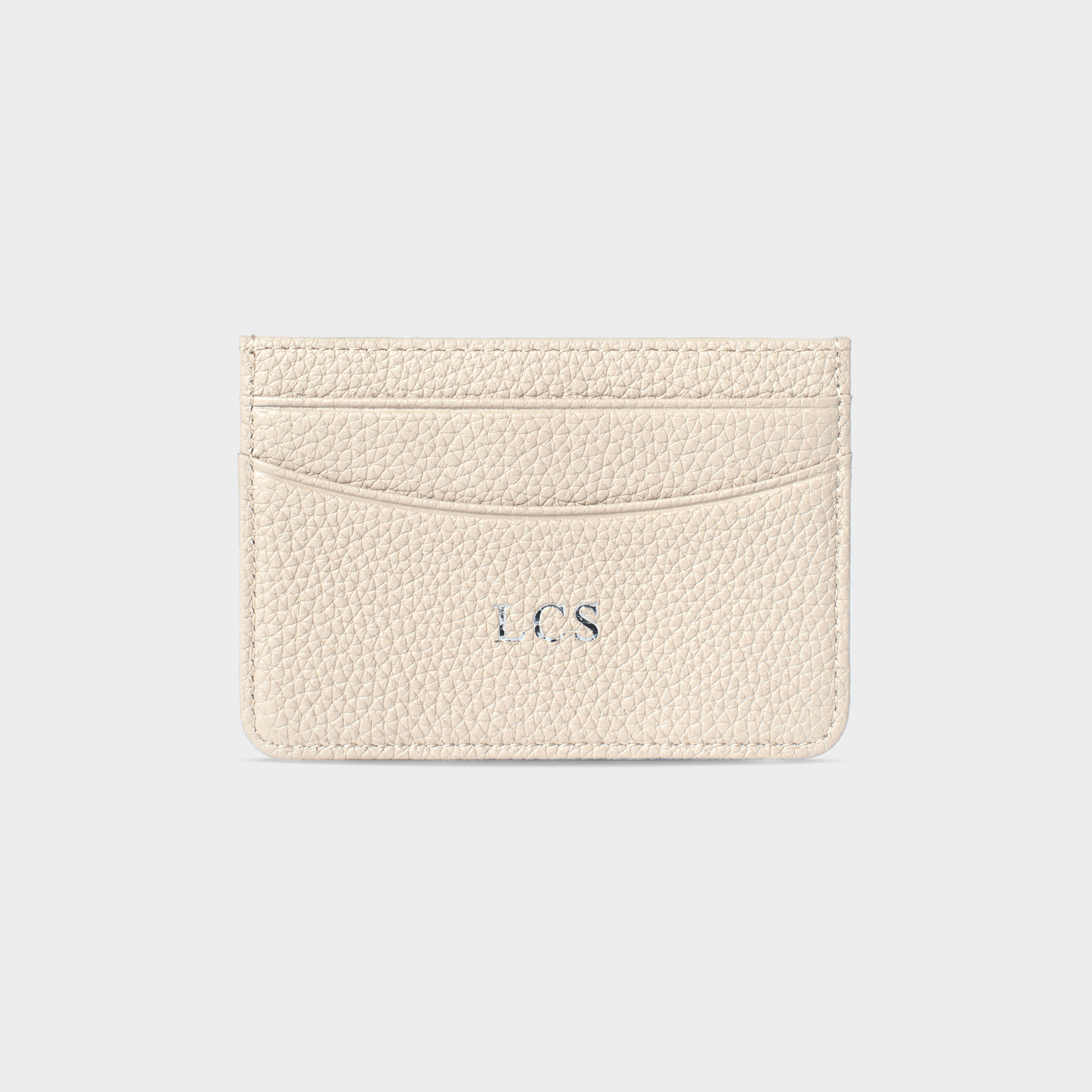 White Pebble Leather Personalized Card Holder
