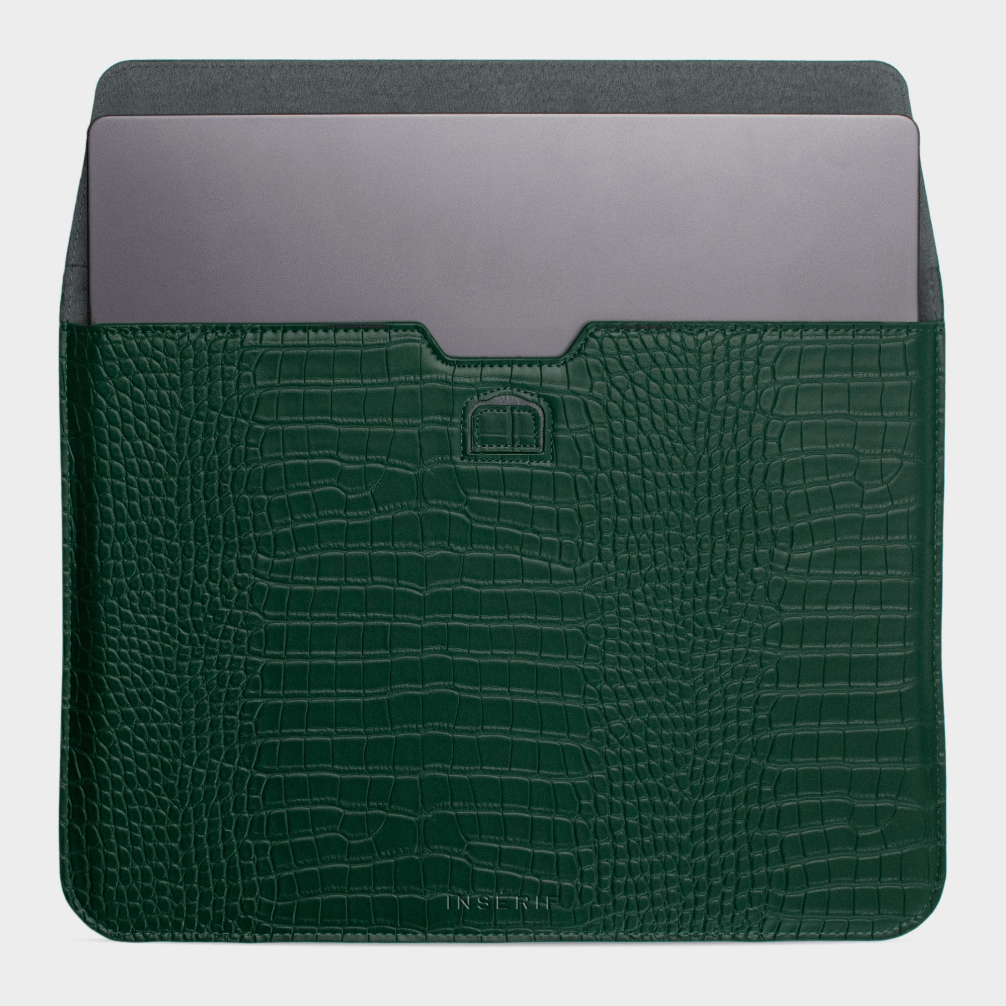 Dark Green Lizard Texture Personalized Laptop Sleeve with Stand
