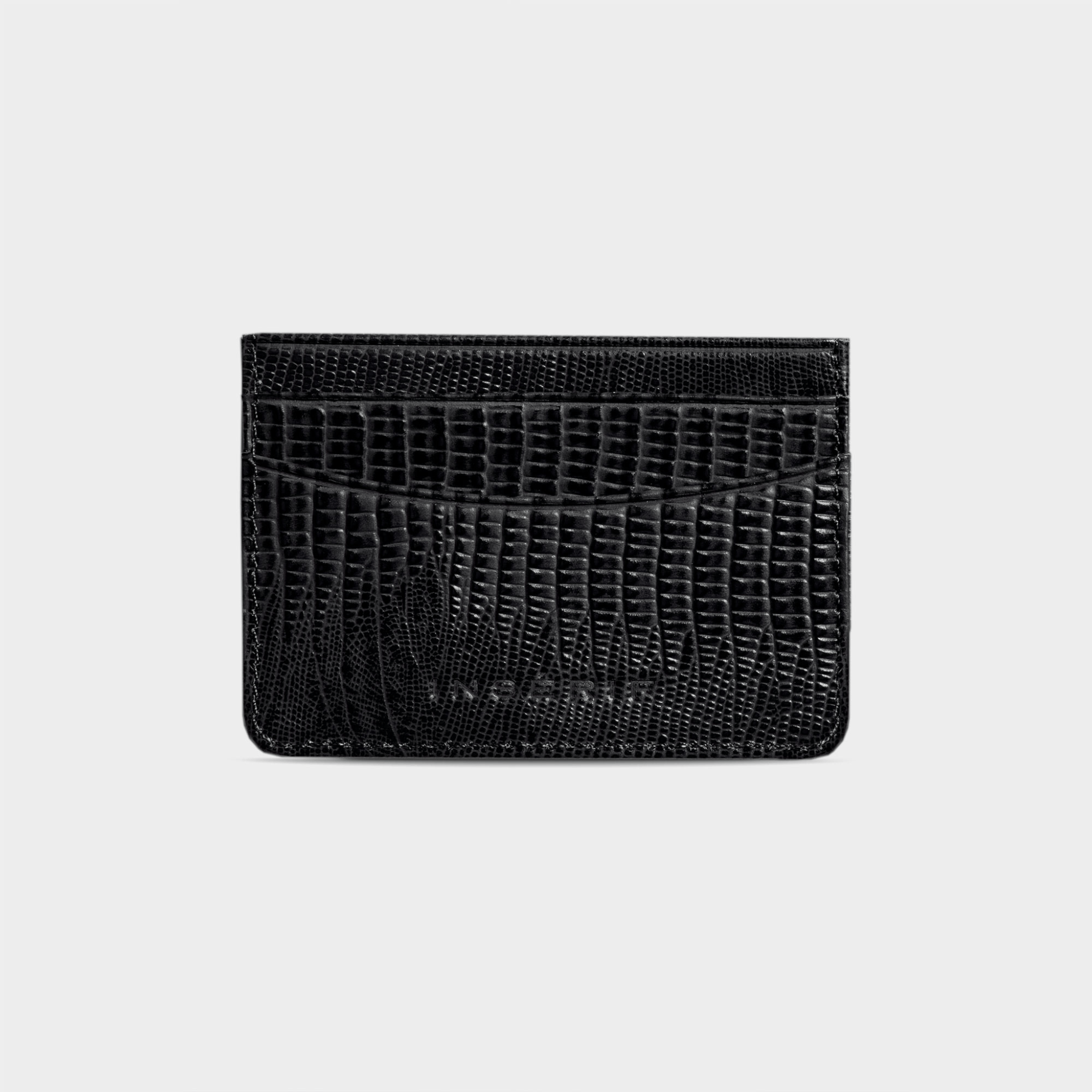 Black Lizard Leather Personalized Card Holder