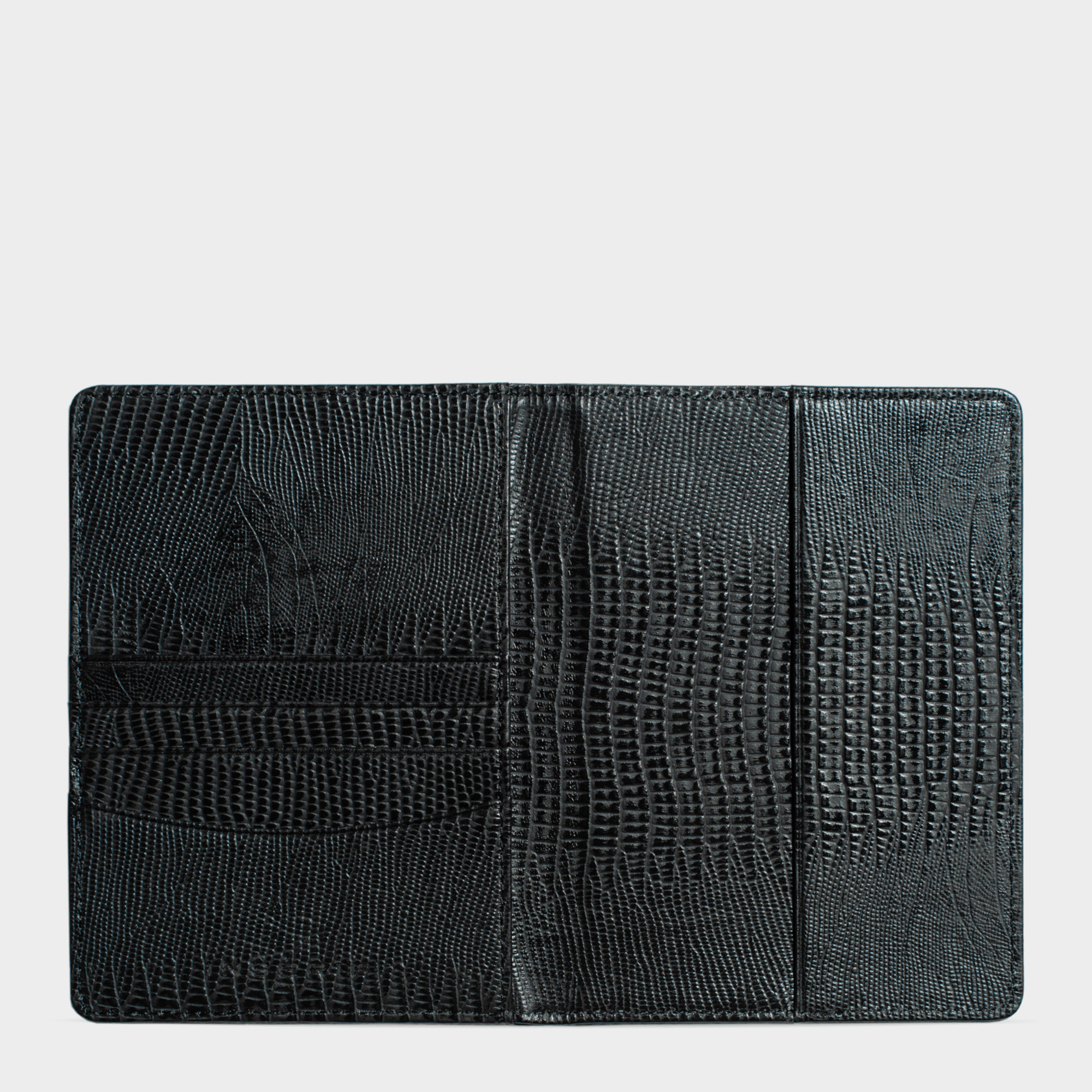 Black Lizard Leather Personalized Passport Holder