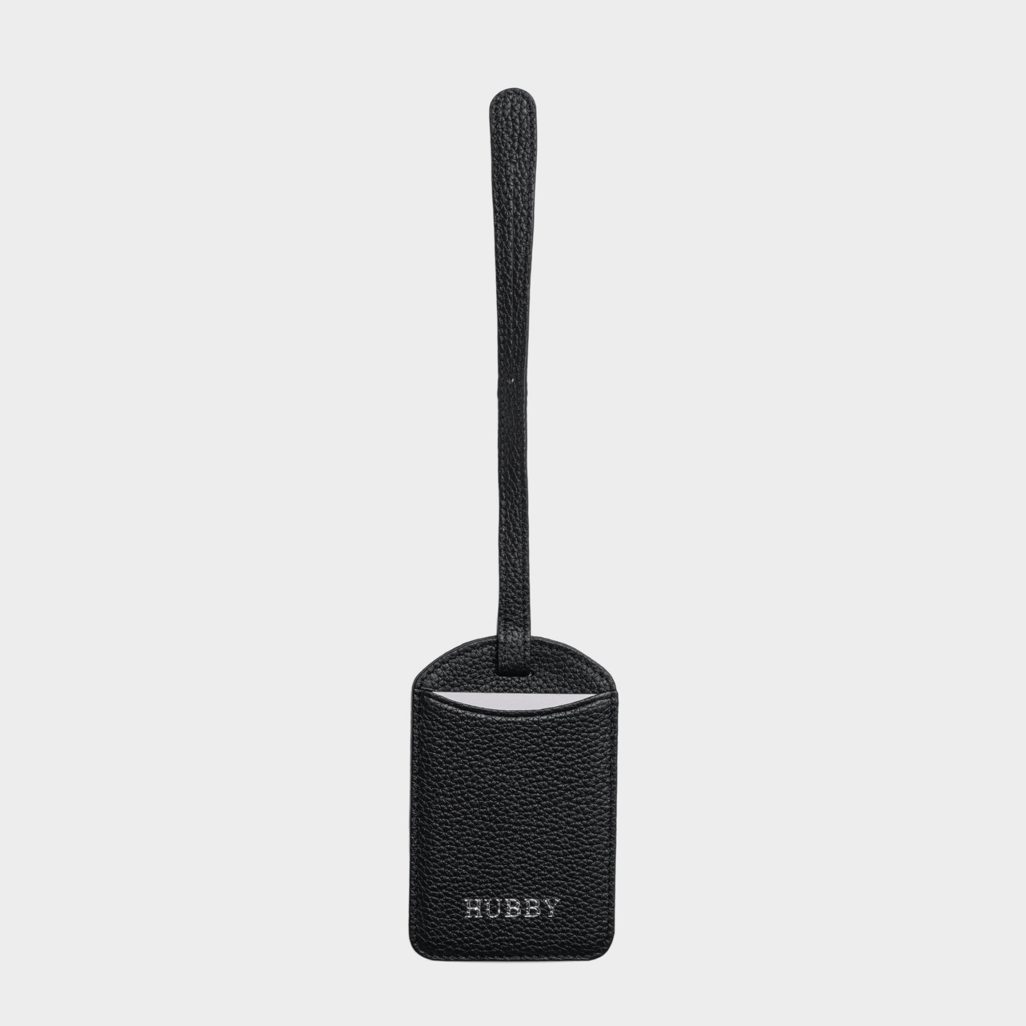Black Pebble Leather Personalized Luggage Tag