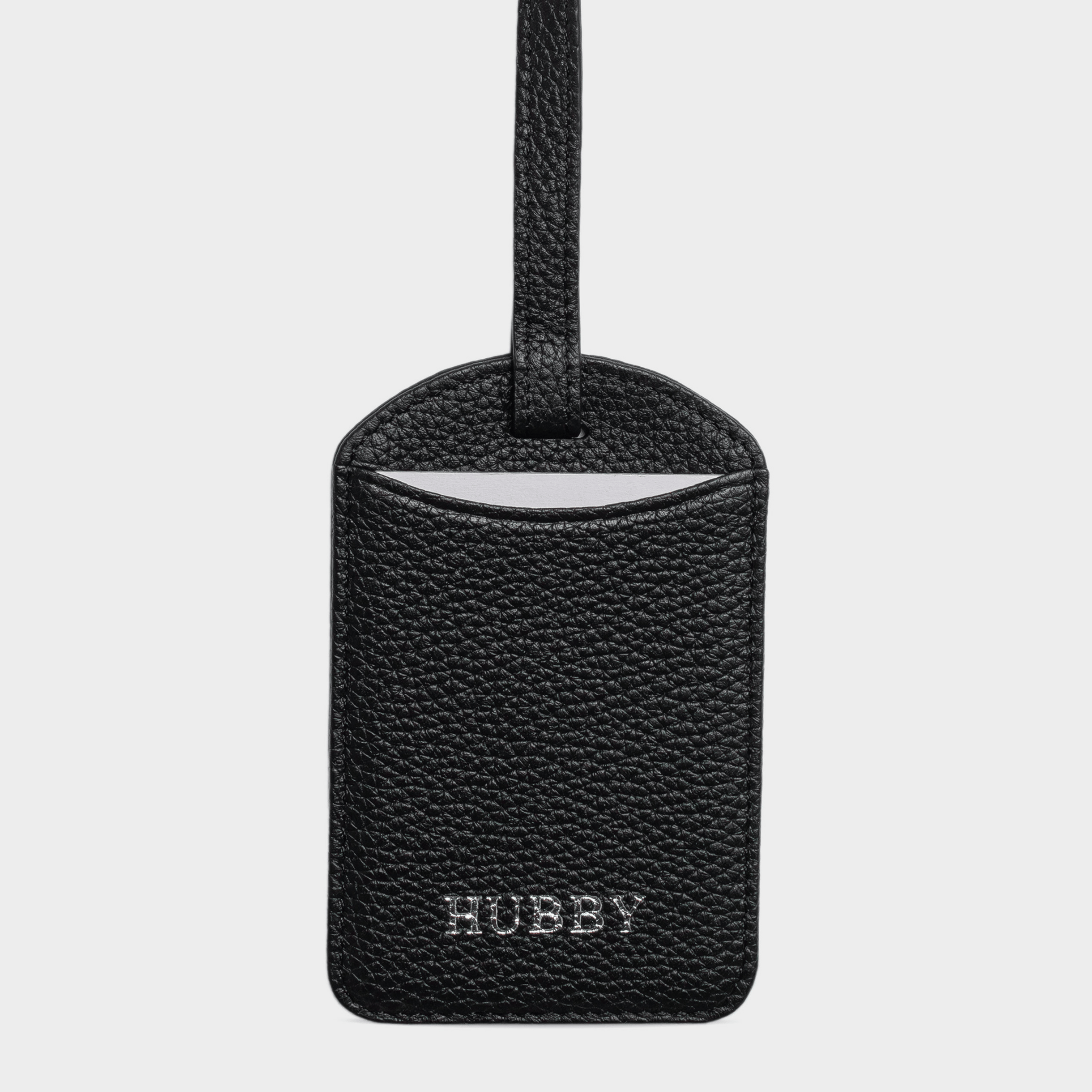 Black Pebble Leather Personalized Luggage Tag