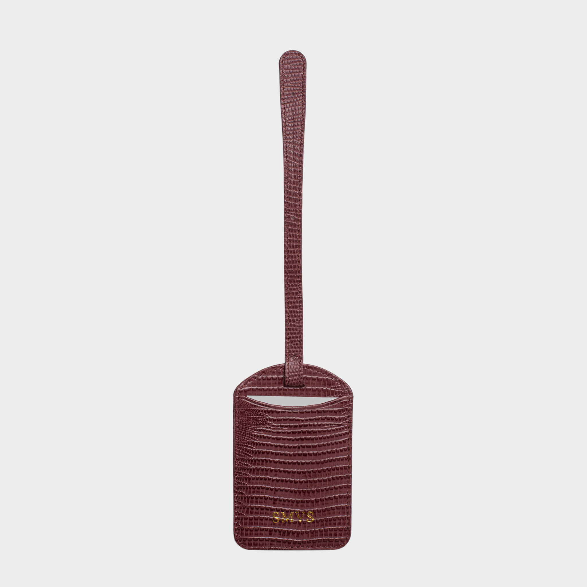 Burgundy Lizard Leather Personalized Luggage Tag