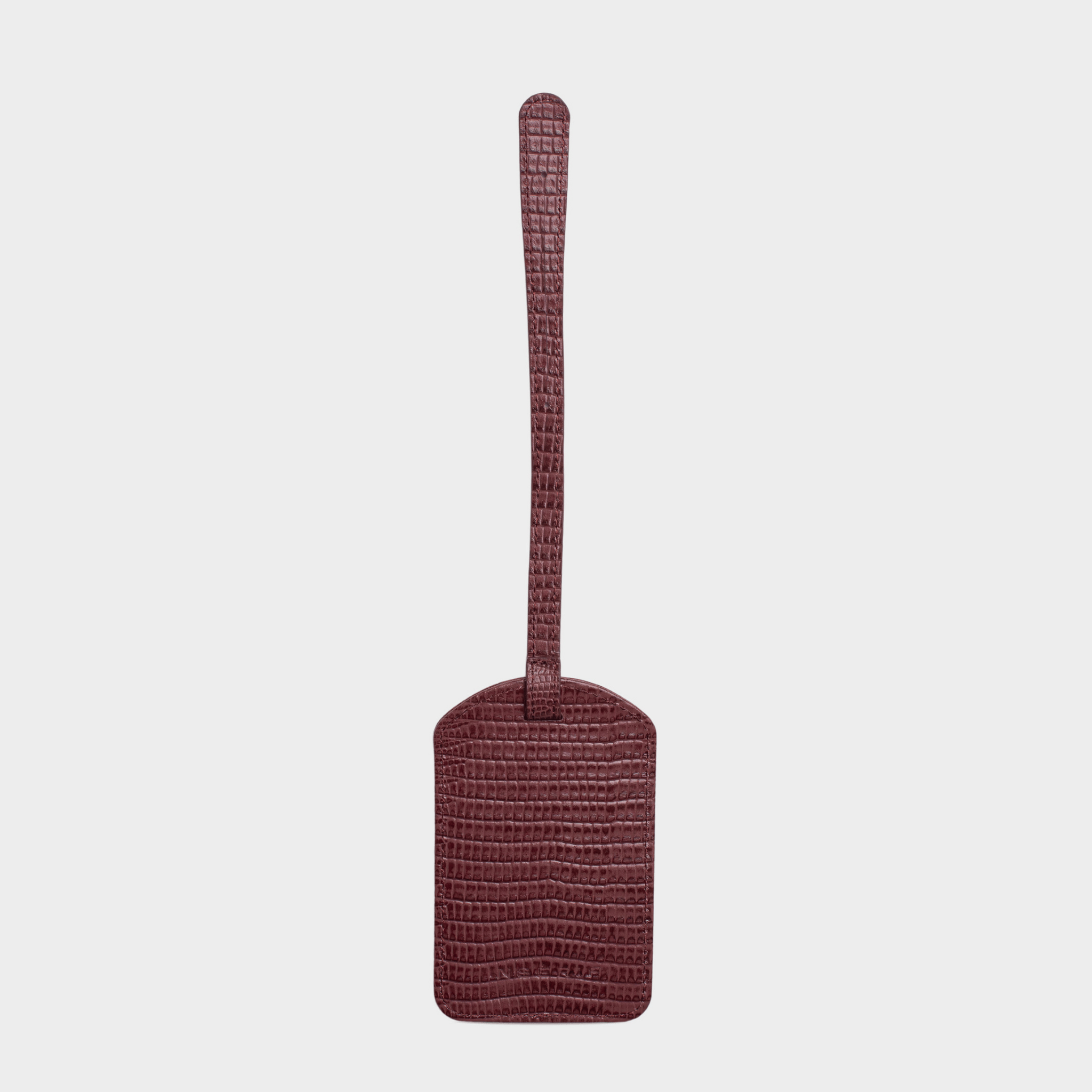 Burgundy Lizard Leather Personalized Luggage Tag