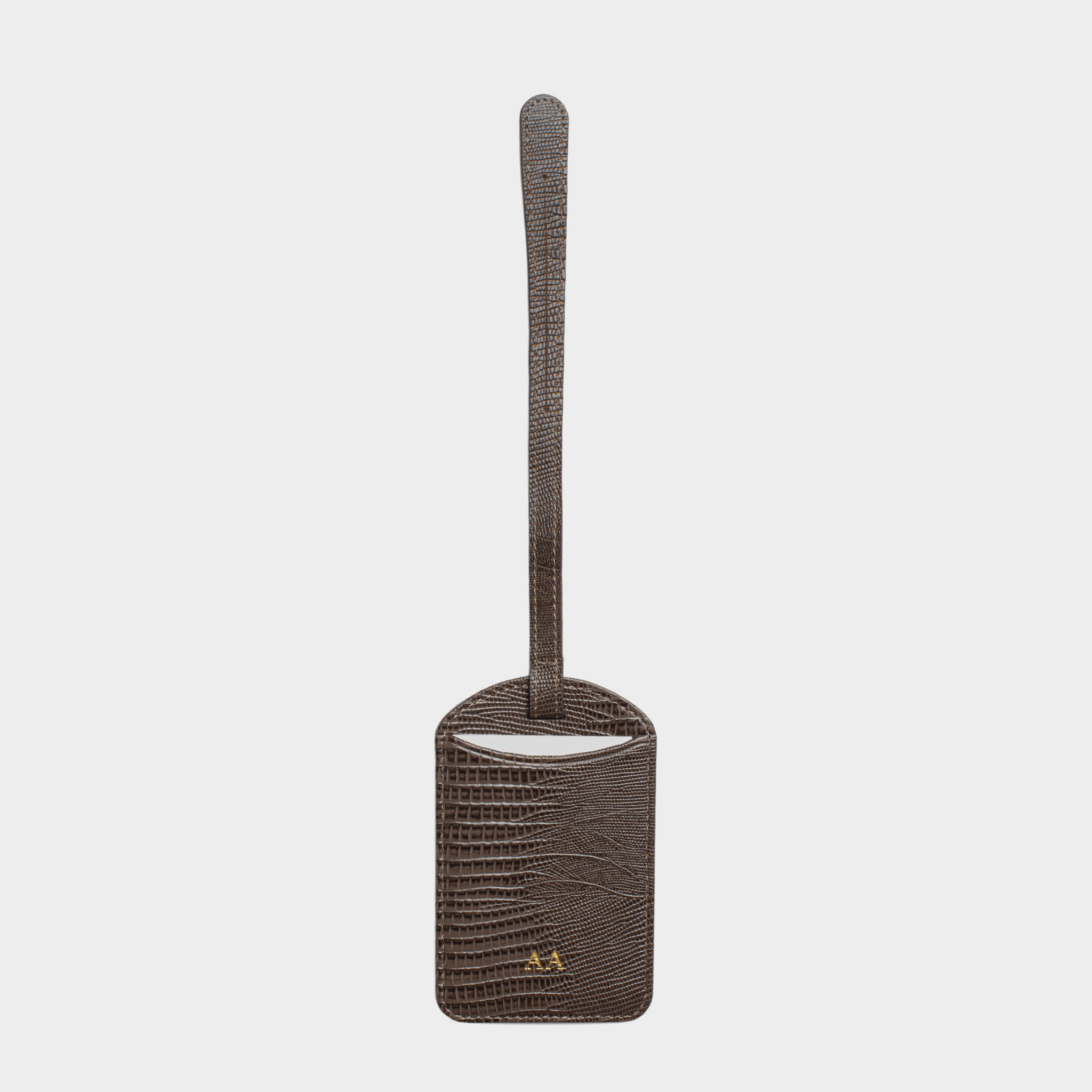 Dark Brown Lizard Leather Personalized Luggage Tag