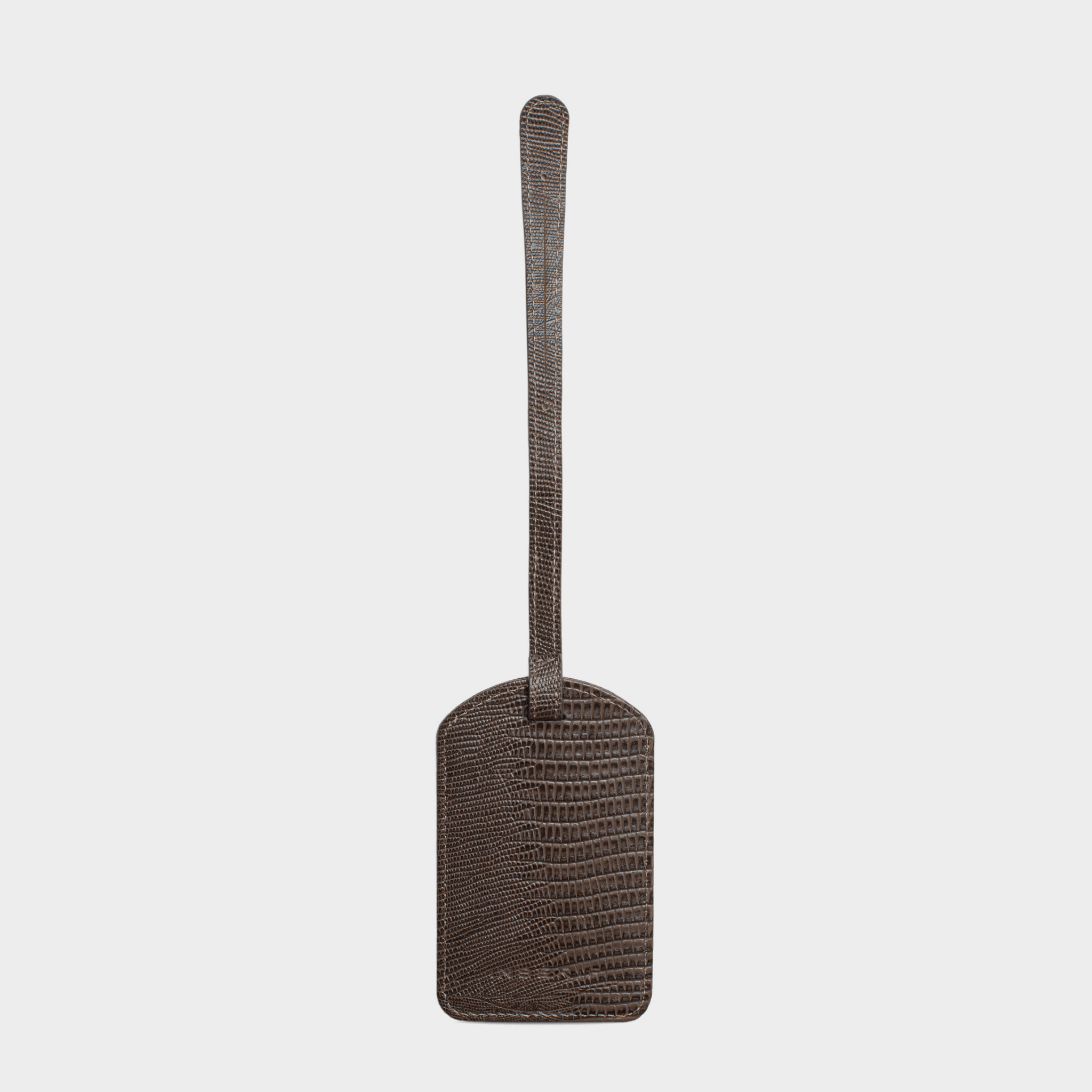 Dark Brown Lizard Leather Personalized Luggage Tag