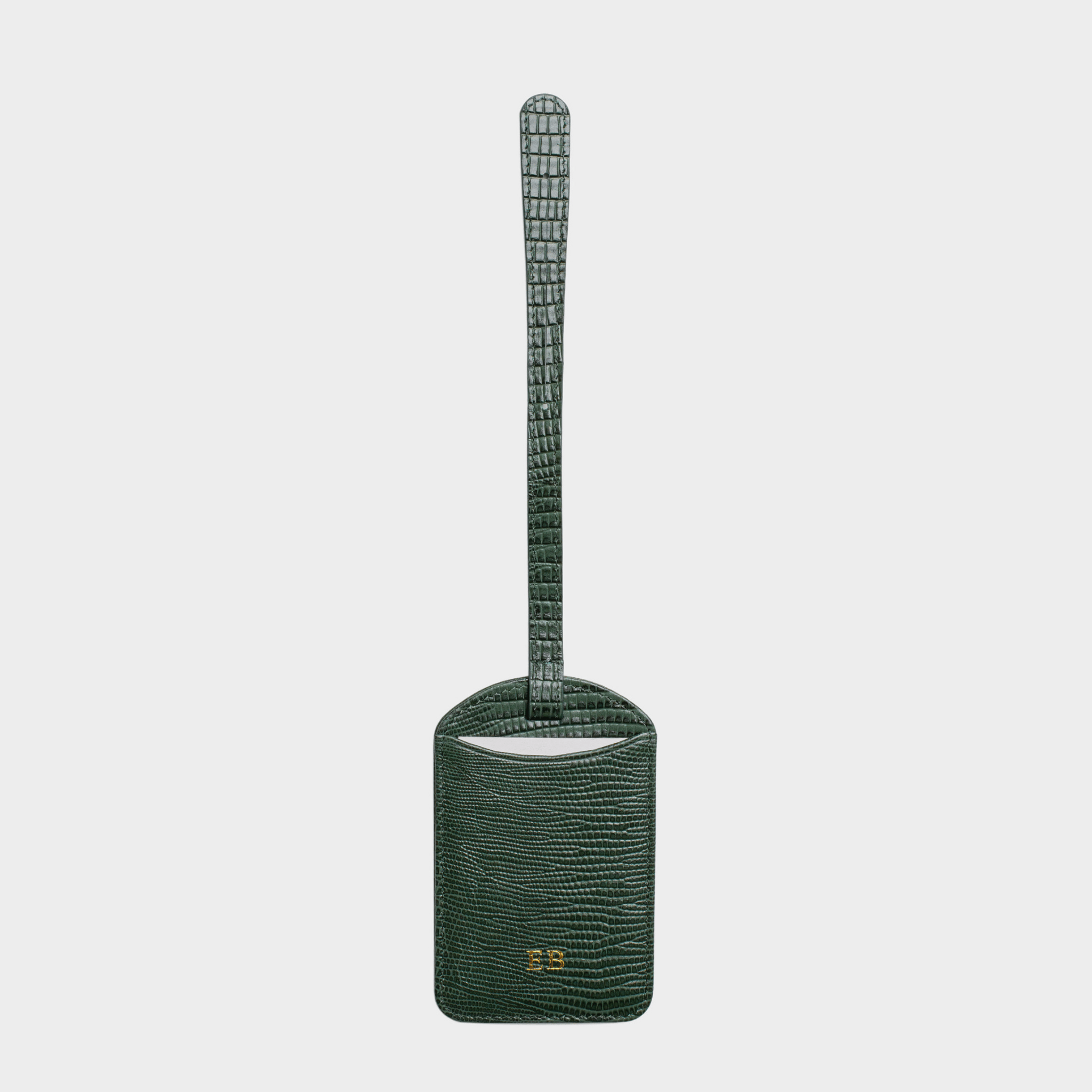 Dark Green Lizard Leather Personalized Luggage Tag