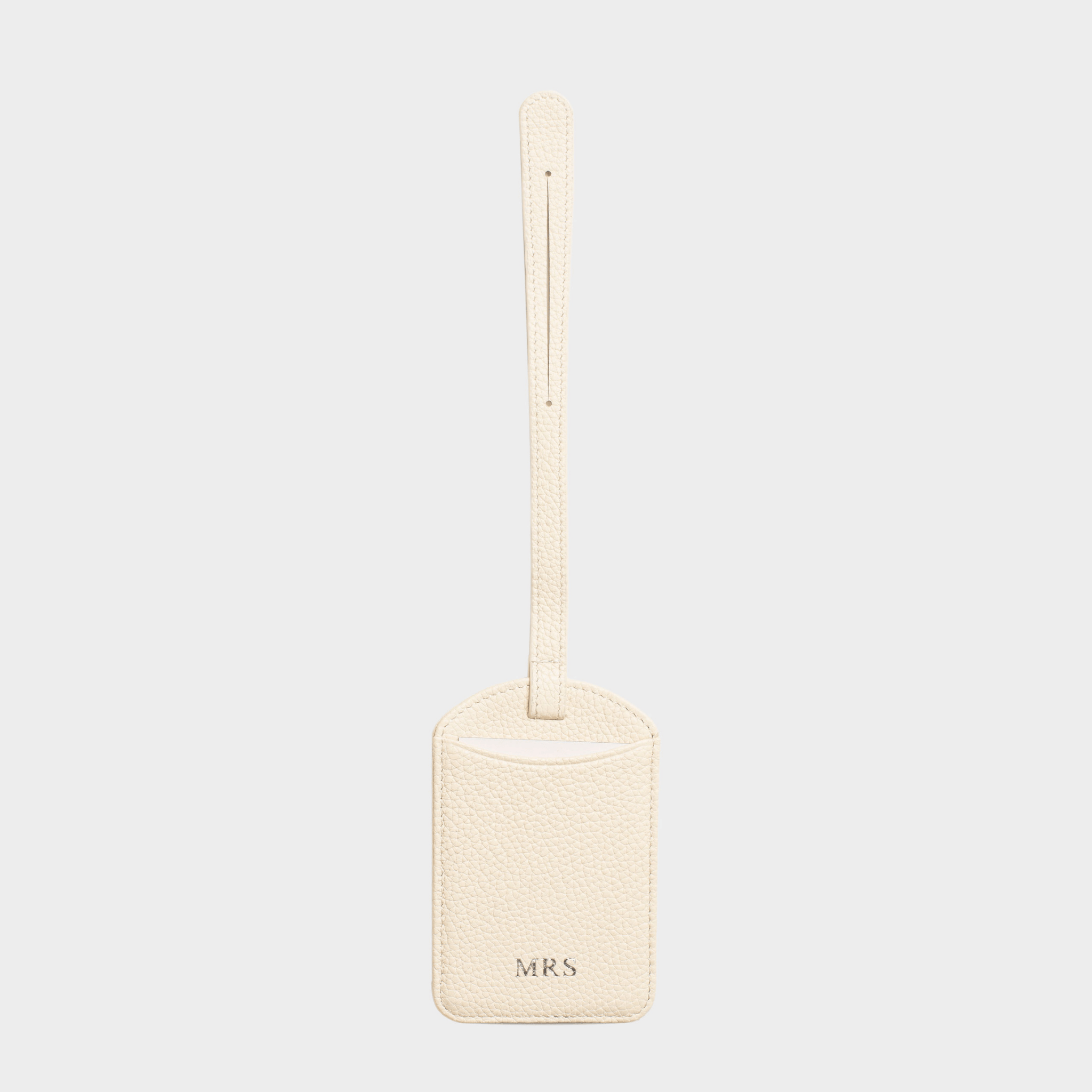 White Pebble Leather Personalized Luggage Tag