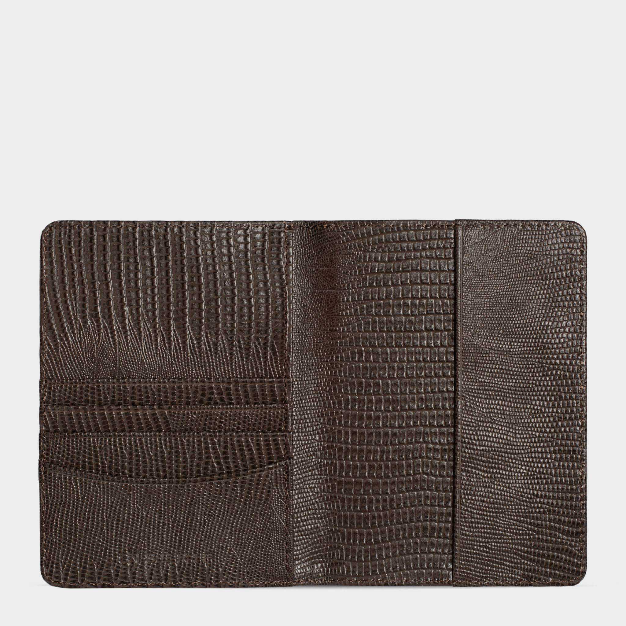 Dark Brown Lizard Leather Personalized Passport Holder