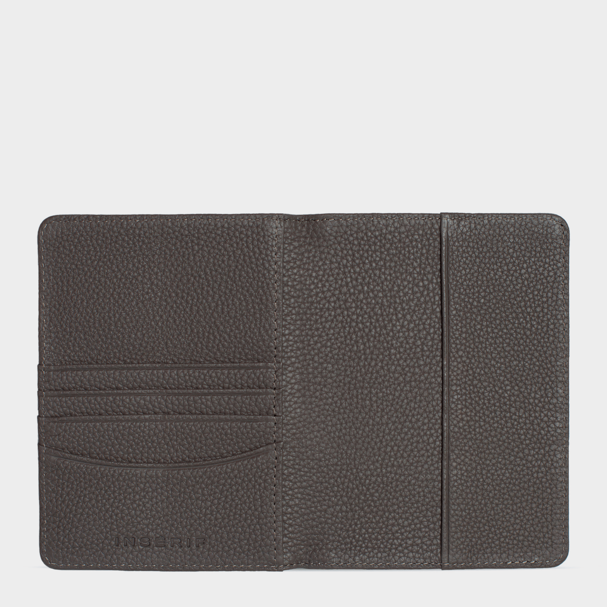 Grey Pebble Leather Personalized Passport Holder