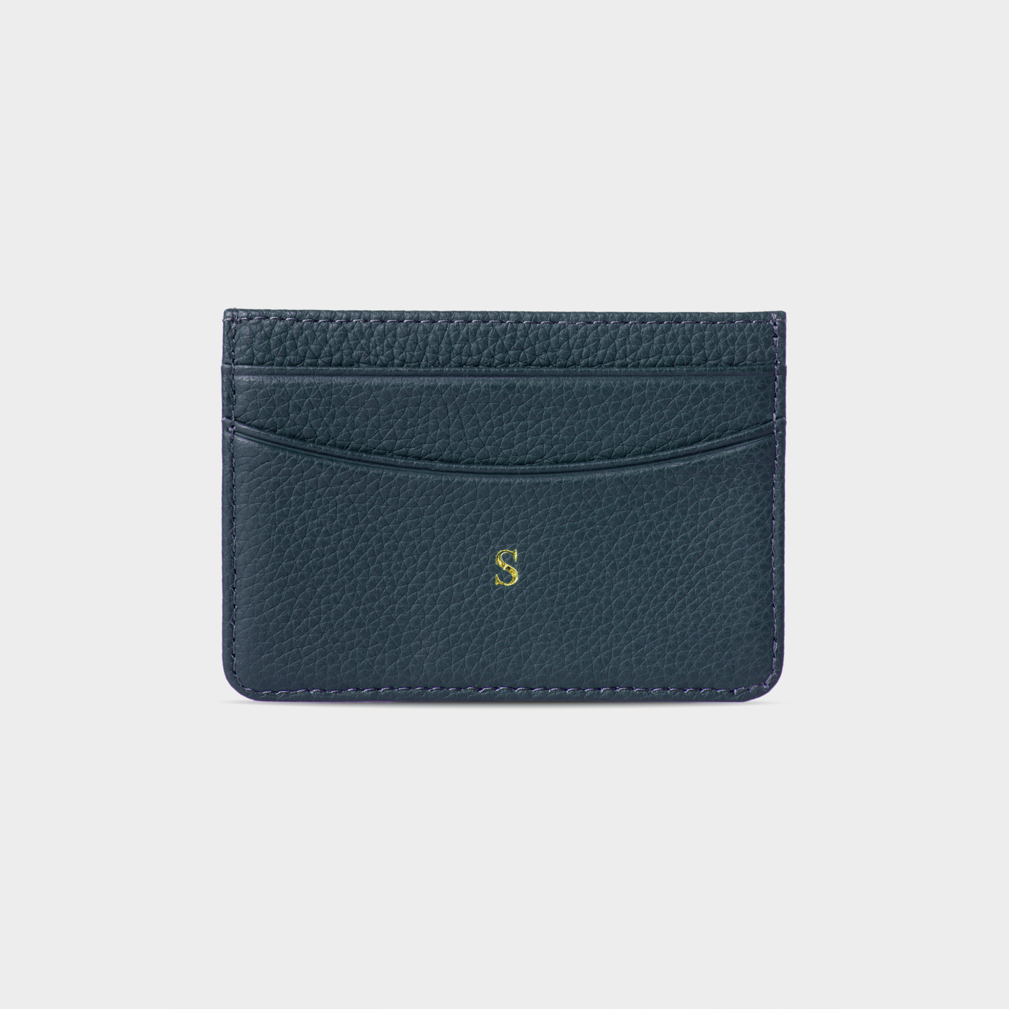 Navy Pebble Leather Personalized Card Holder